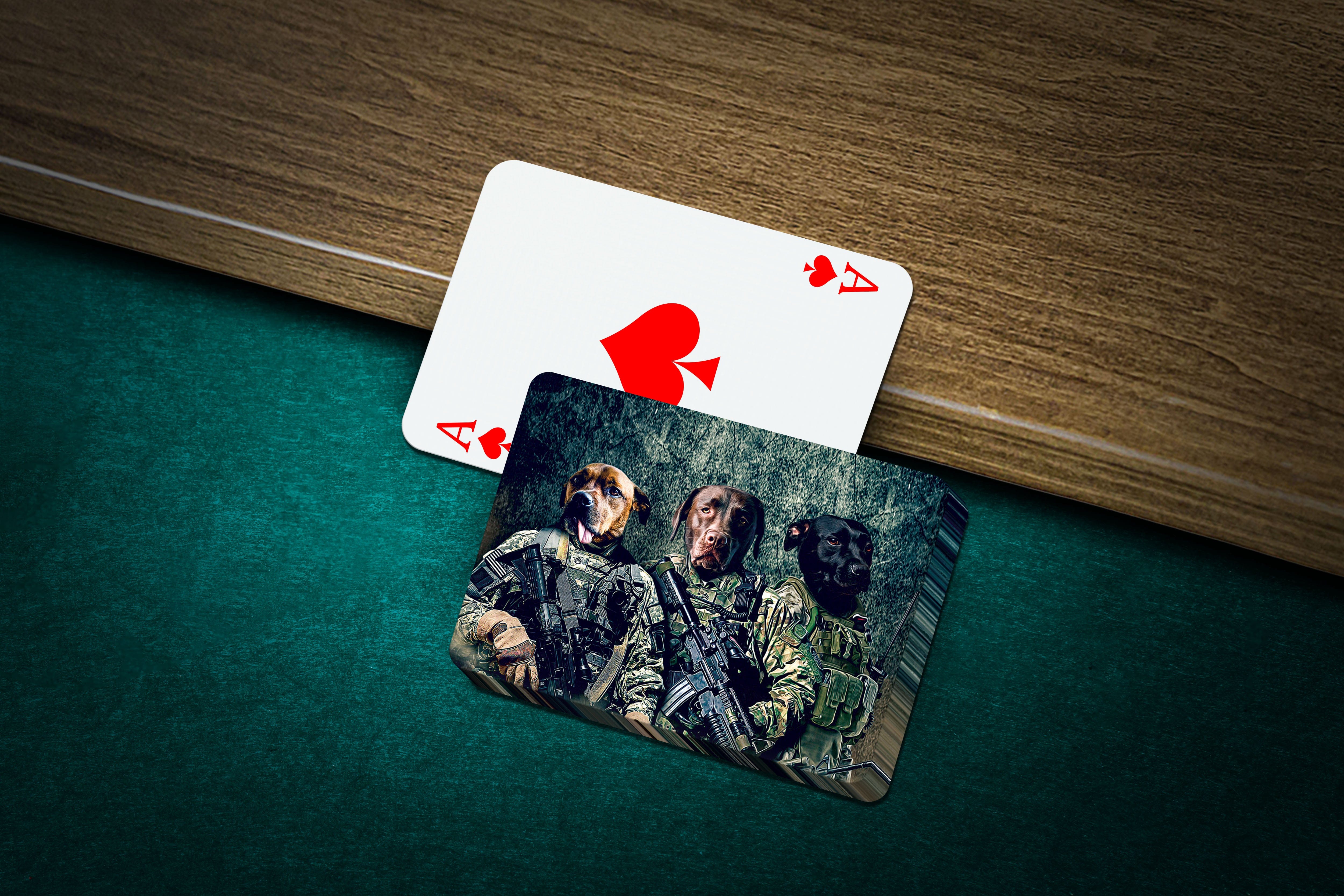 &#39;The Army Veterans&#39; Personalized 3 Pet Playing Cards