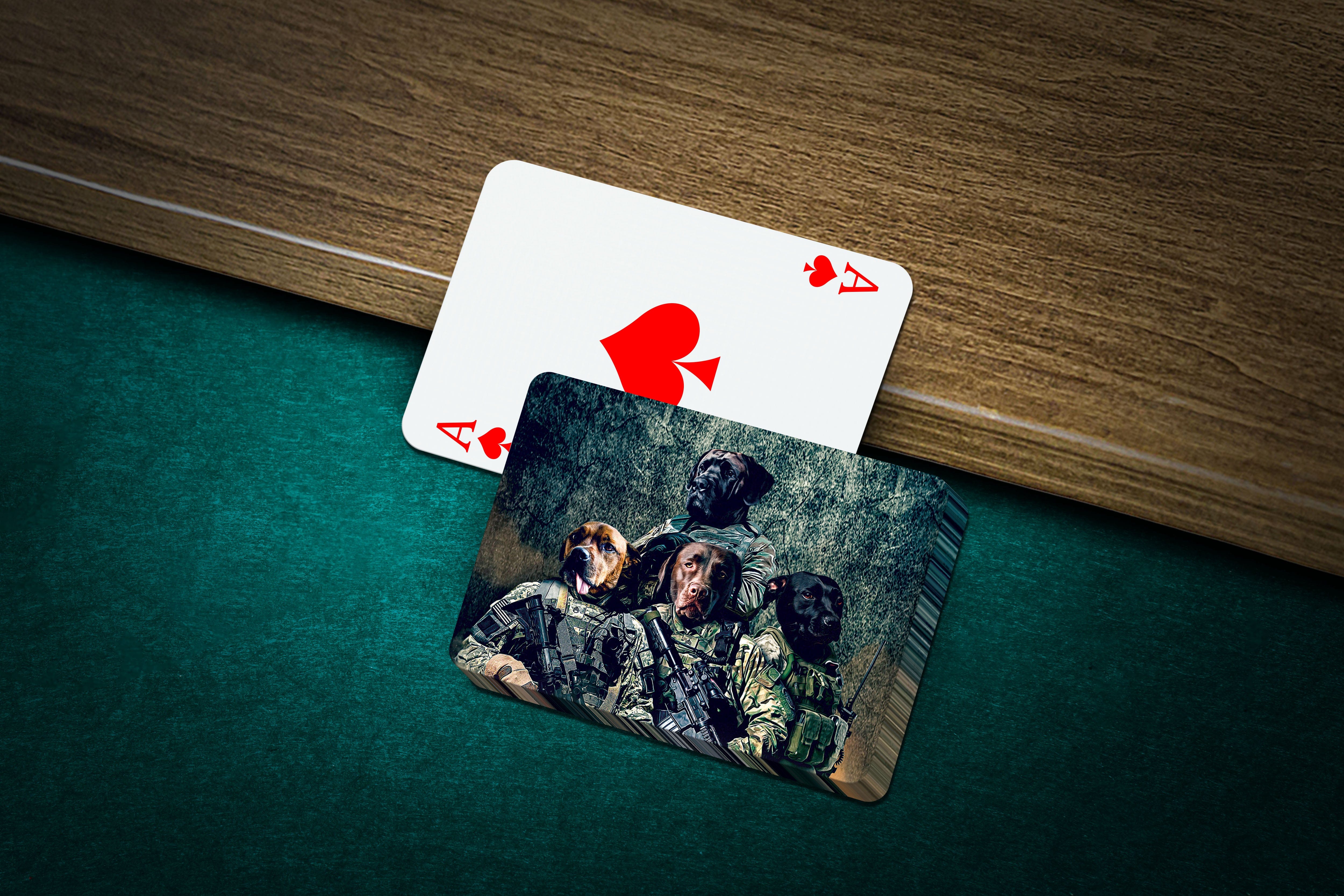 &#39;The Army Veterans&#39; Personalized 4 Pet Playing Cards