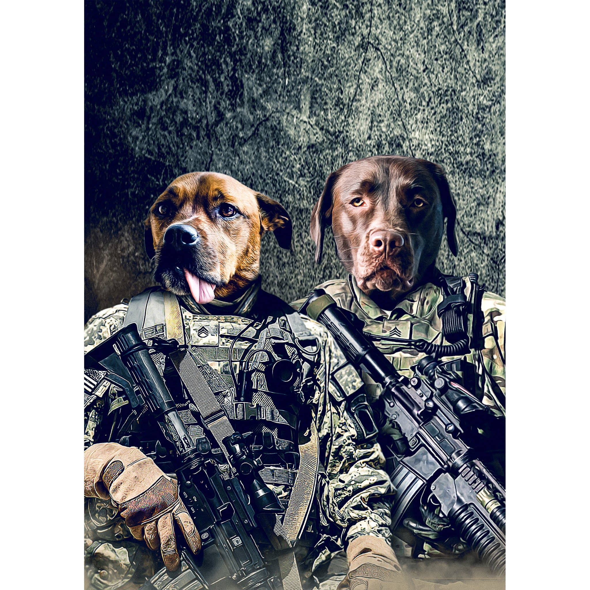 Retrato digital de 2 mascotas de &#39;Los veteranos del ejército&#39;