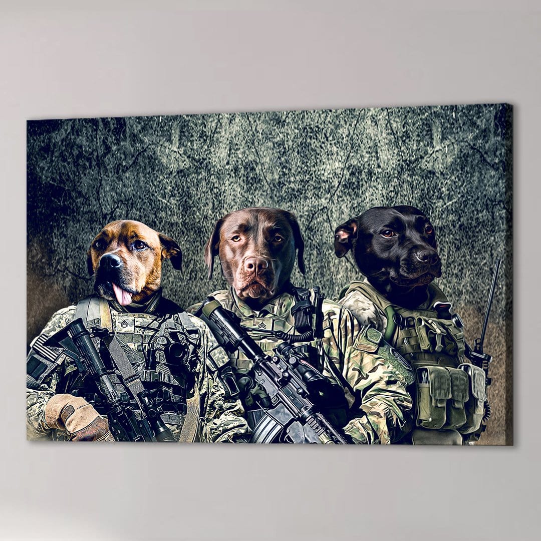 &#39;The Army Veterans&#39; Personalized 3 Pet Canvas