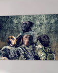 Lienzo personalizado para 4 mascotas 'The Army Veterans'