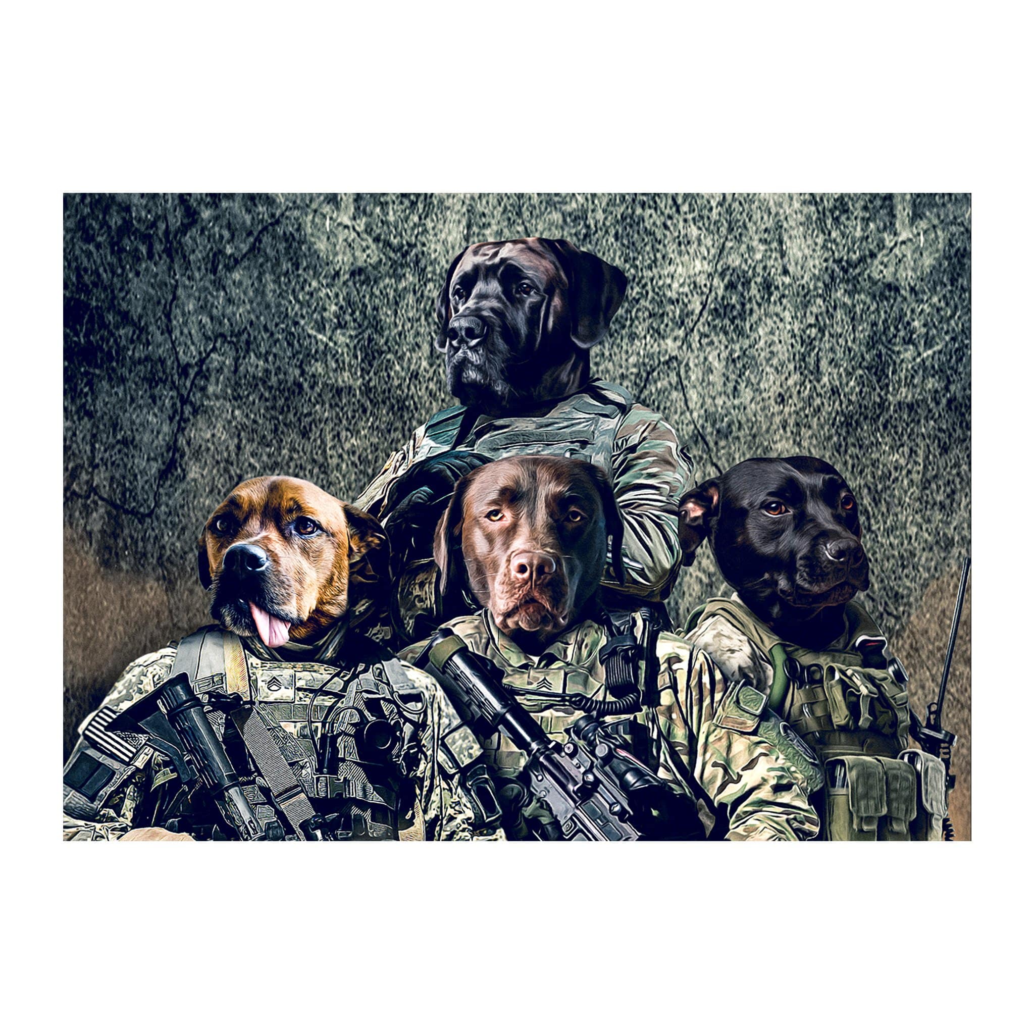 &#39;The Army Veterans&#39; Personalized 4 Pet Digital Portrait