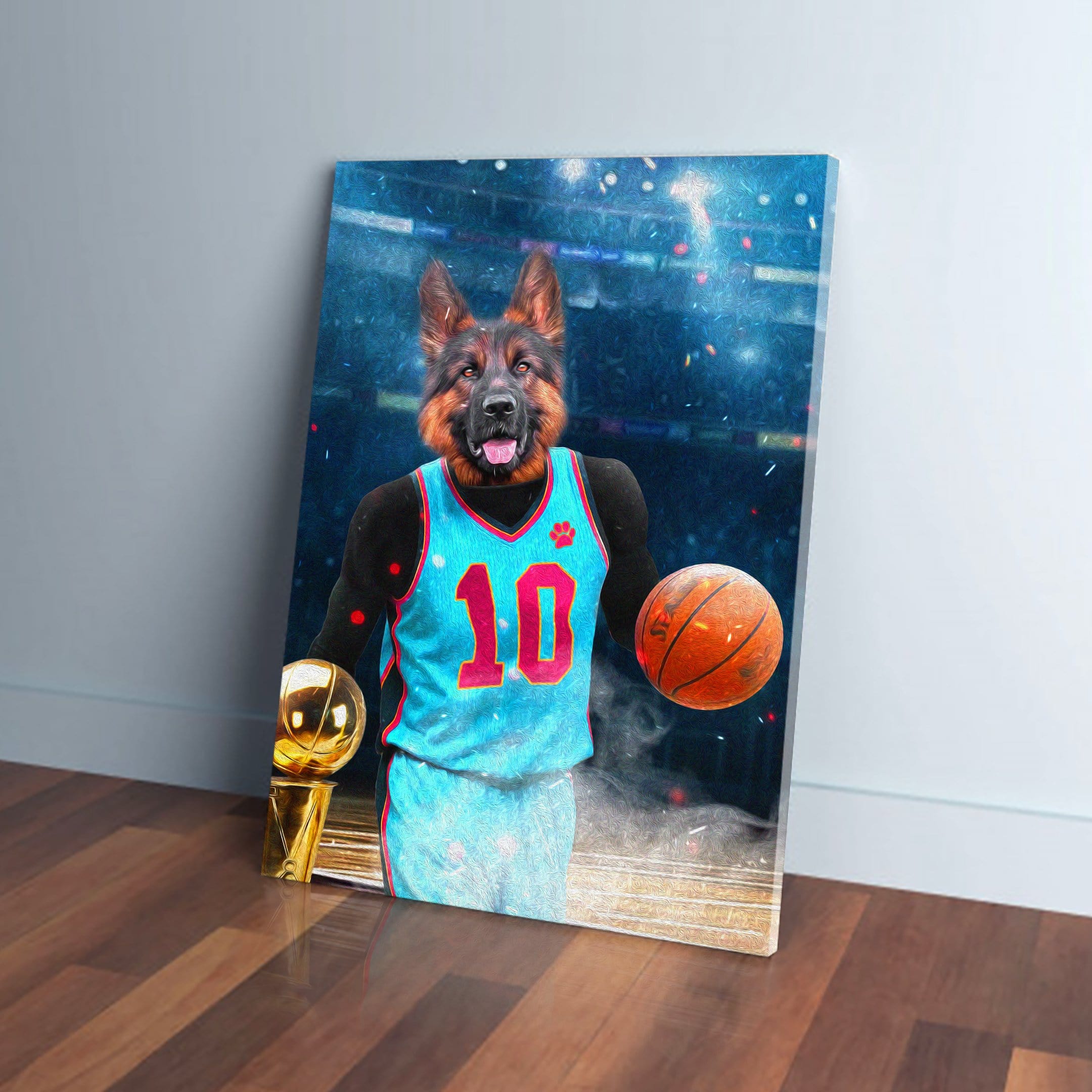 Lienzo personalizado para mascotas &#39;El jugador de baloncesto&#39;