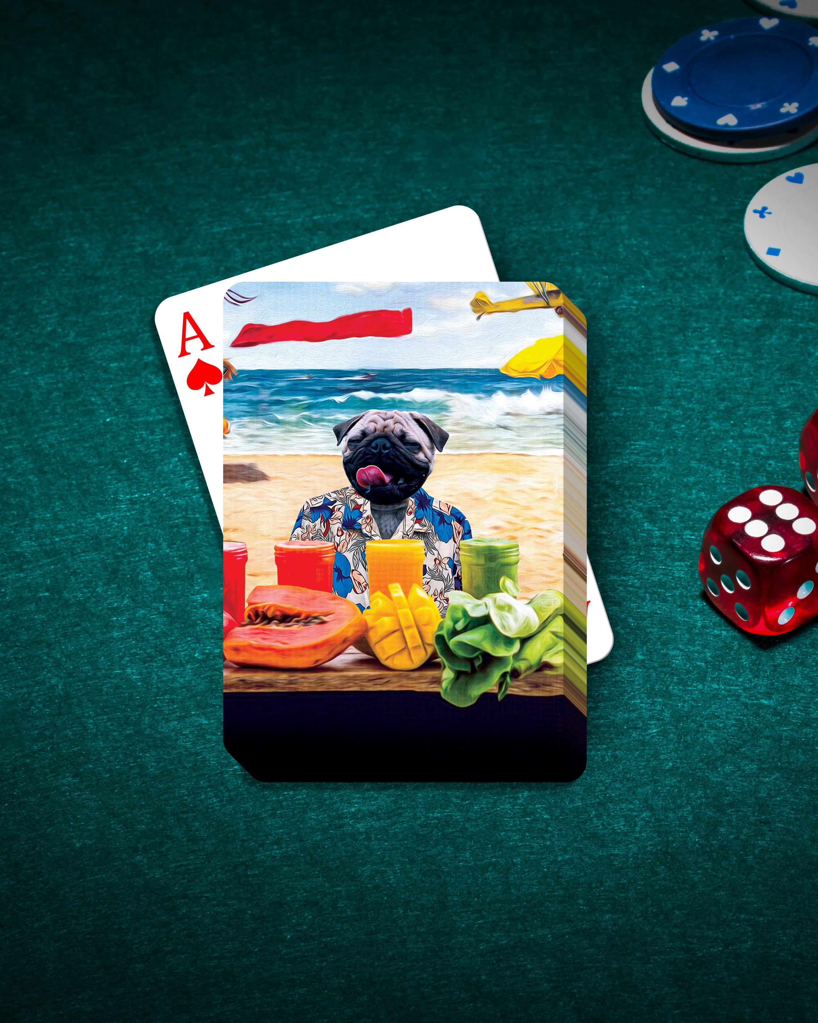 &#39;The Beach Dog&#39; Personalized Pet Playing Cards