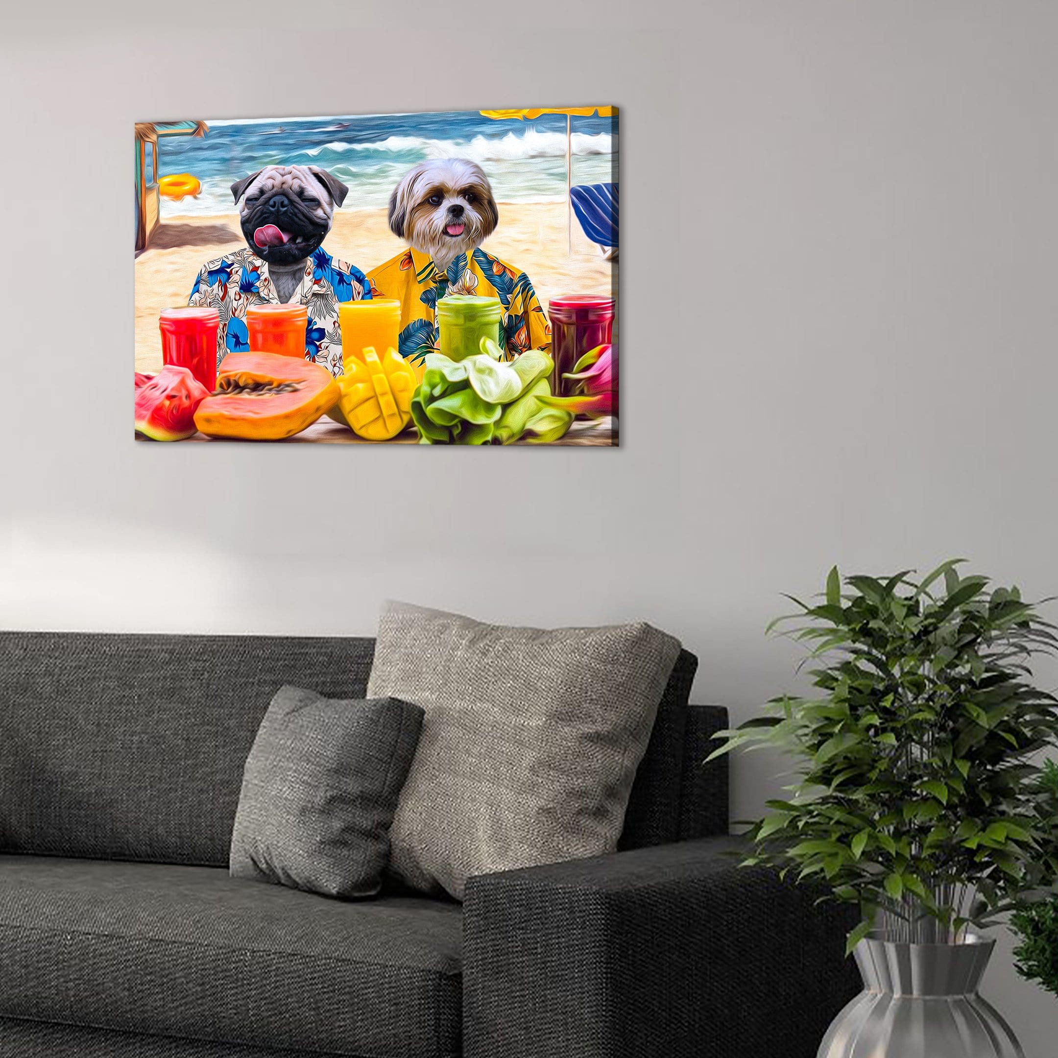 &#39;The Beach Dogs&#39; Personalized 2 Pet Canvas