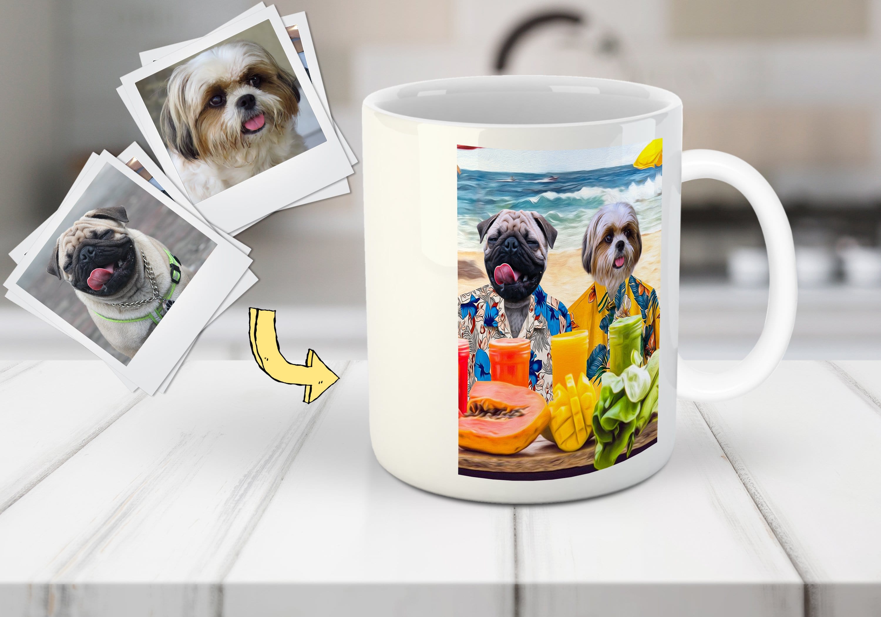 &#39;The Beach Dogs&#39; Personalized 2 Pet Mug