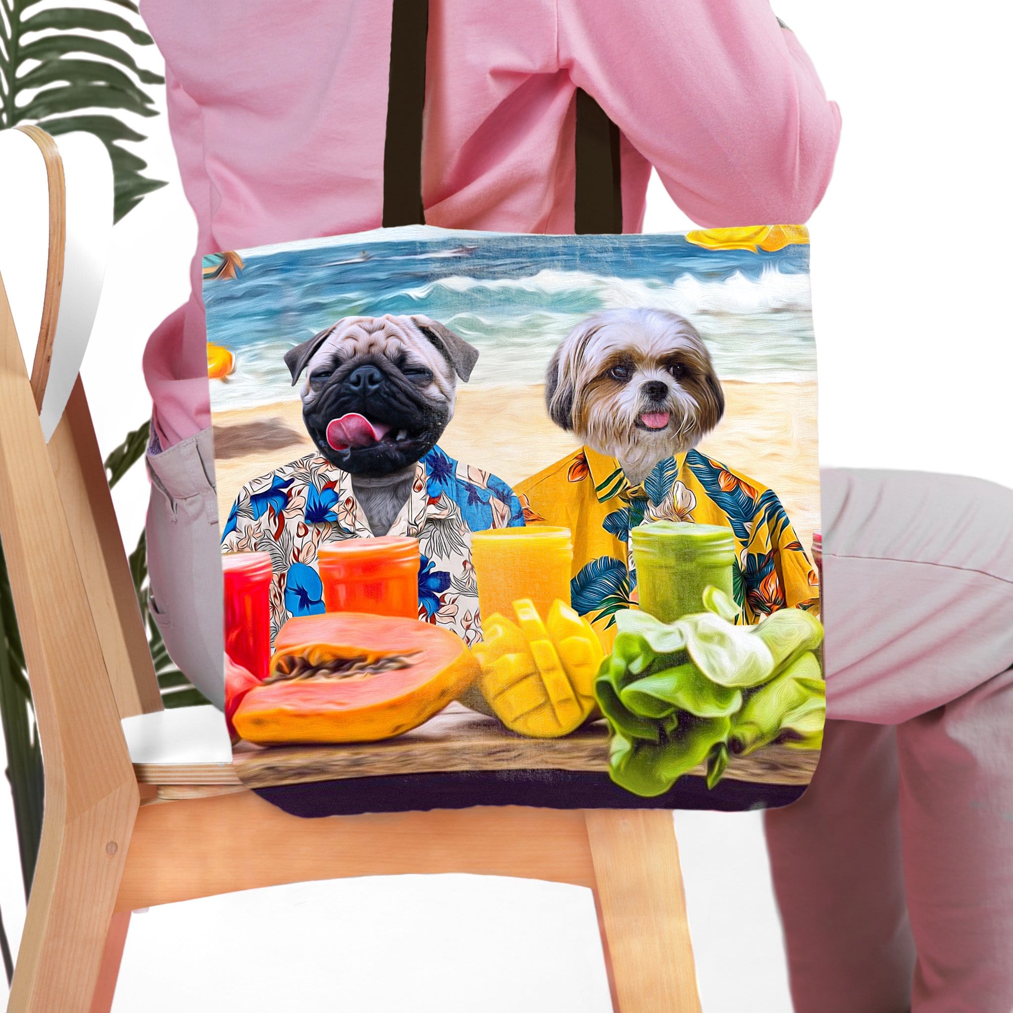Bolsa de mano personalizada para 2 mascotas &#39;The Beach Dogs&#39;