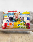 Manta personalizada para 3 mascotas 'The Beach Dogs' 