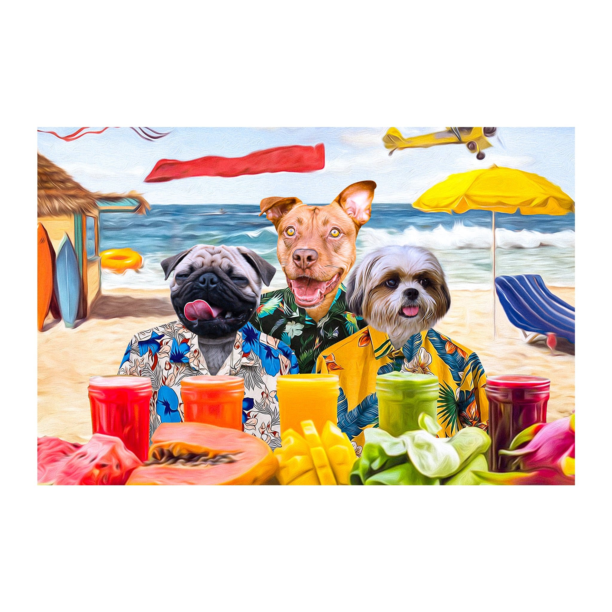 Retrato digital de 3 mascotas de &#39;The Beach Dogs&#39;