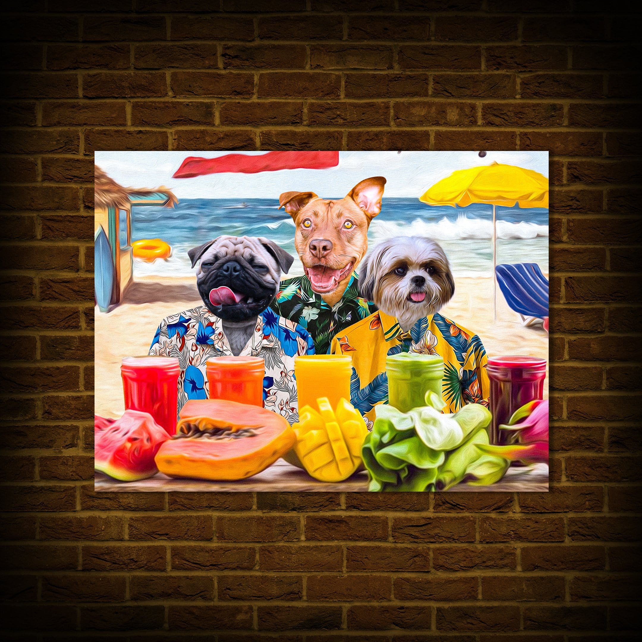 Póster personalizado de 3 mascotas &#39;The Beach Dogs&#39;