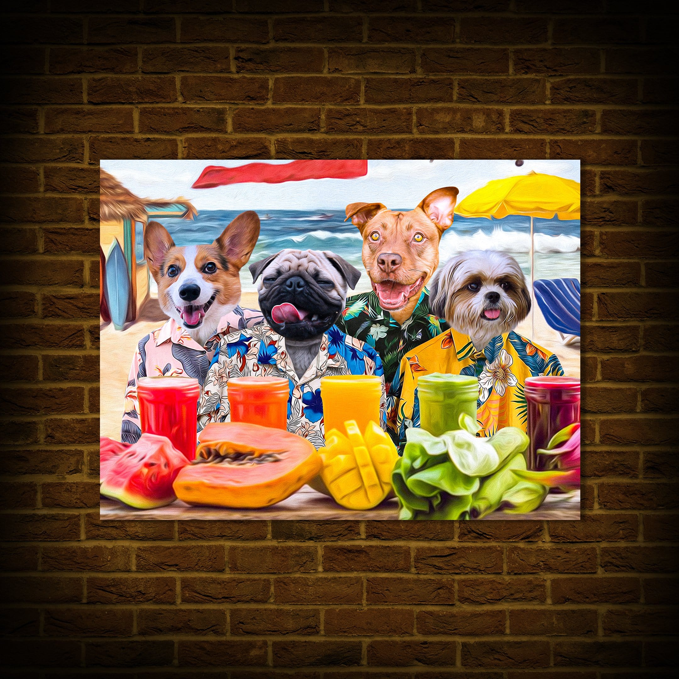 &#39;The Beach Dogs&#39; Personalized 4 Pet Poster