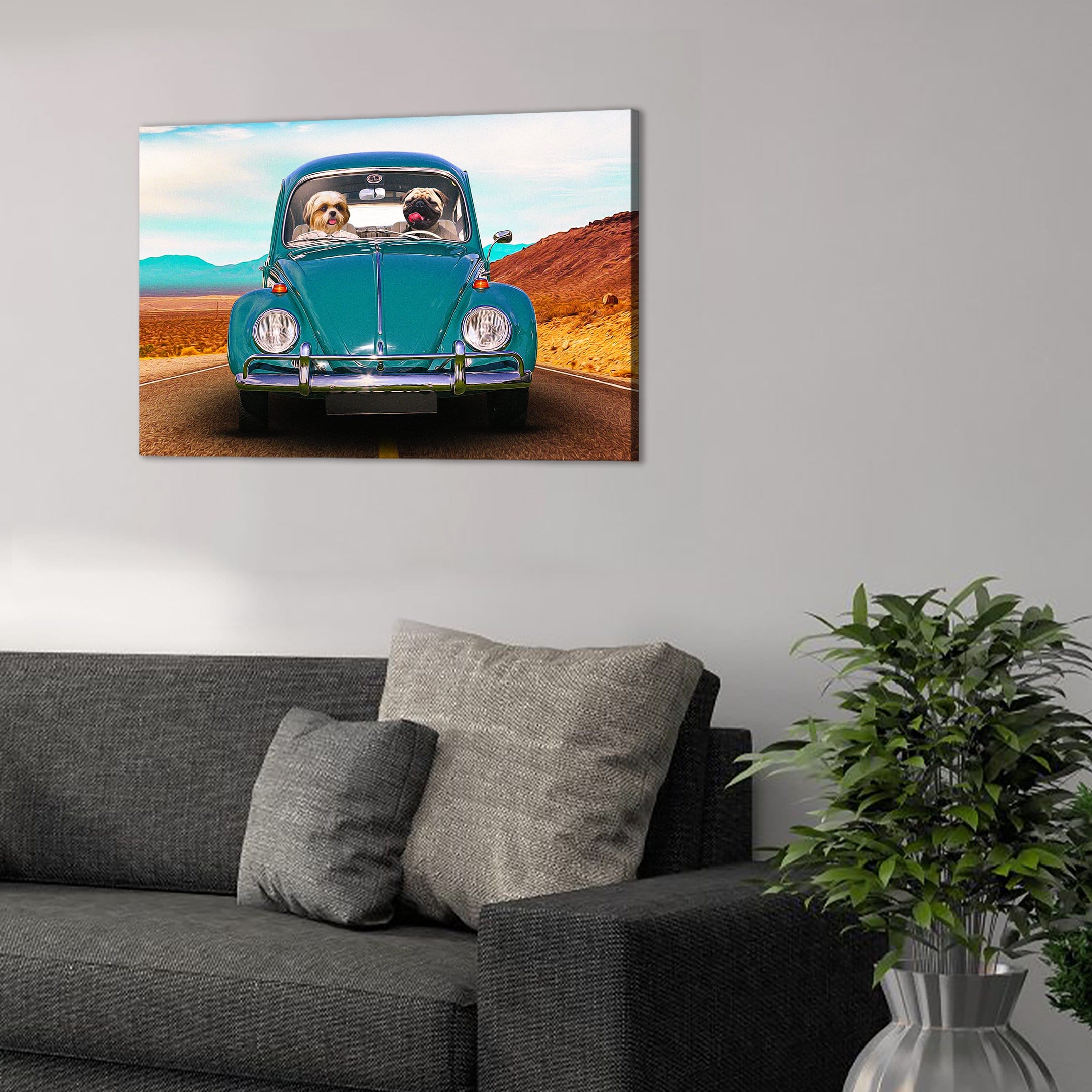 &#39;The Beetle&#39; Personalized 2 Pet Canvas