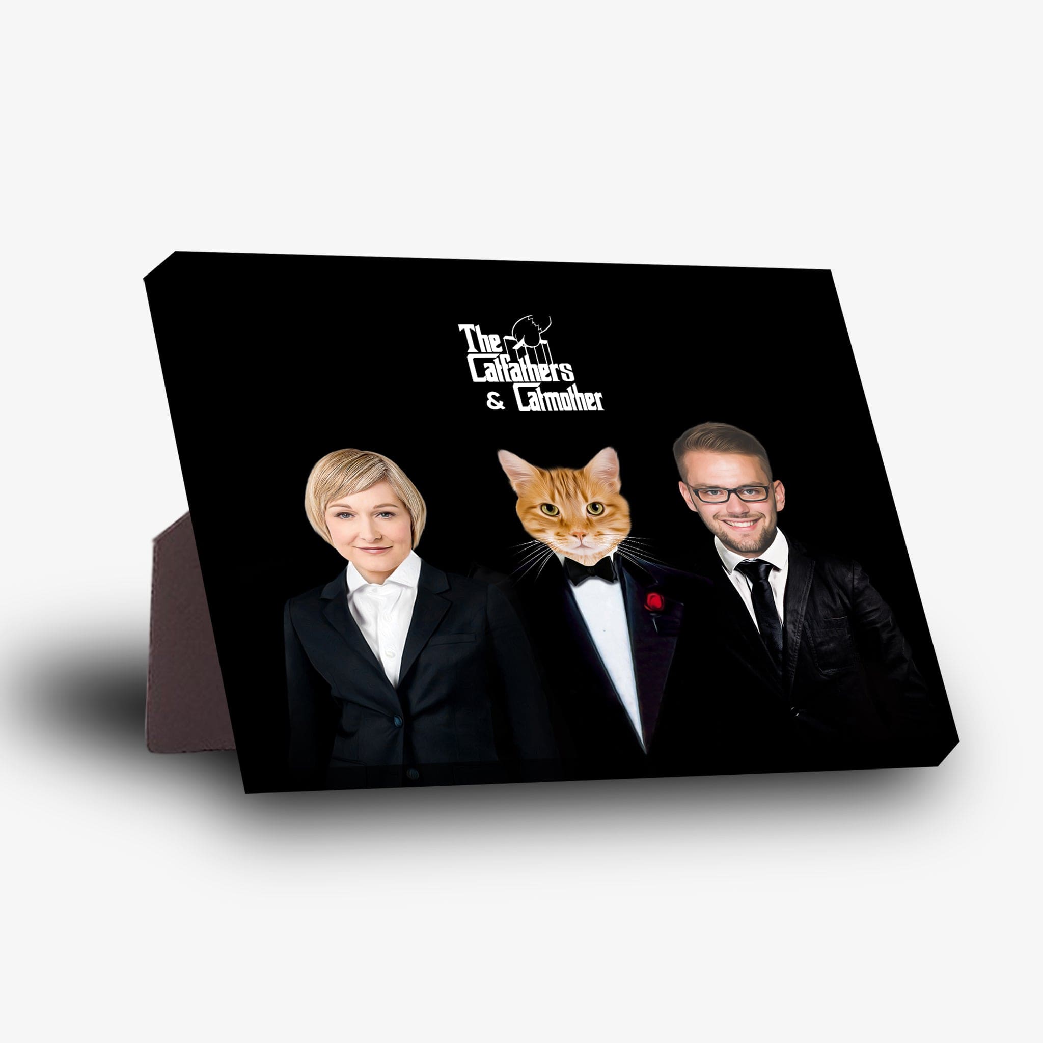 Lienzo de pie personalizado &#39;The Catfathers &amp;amp; Catmother&#39;