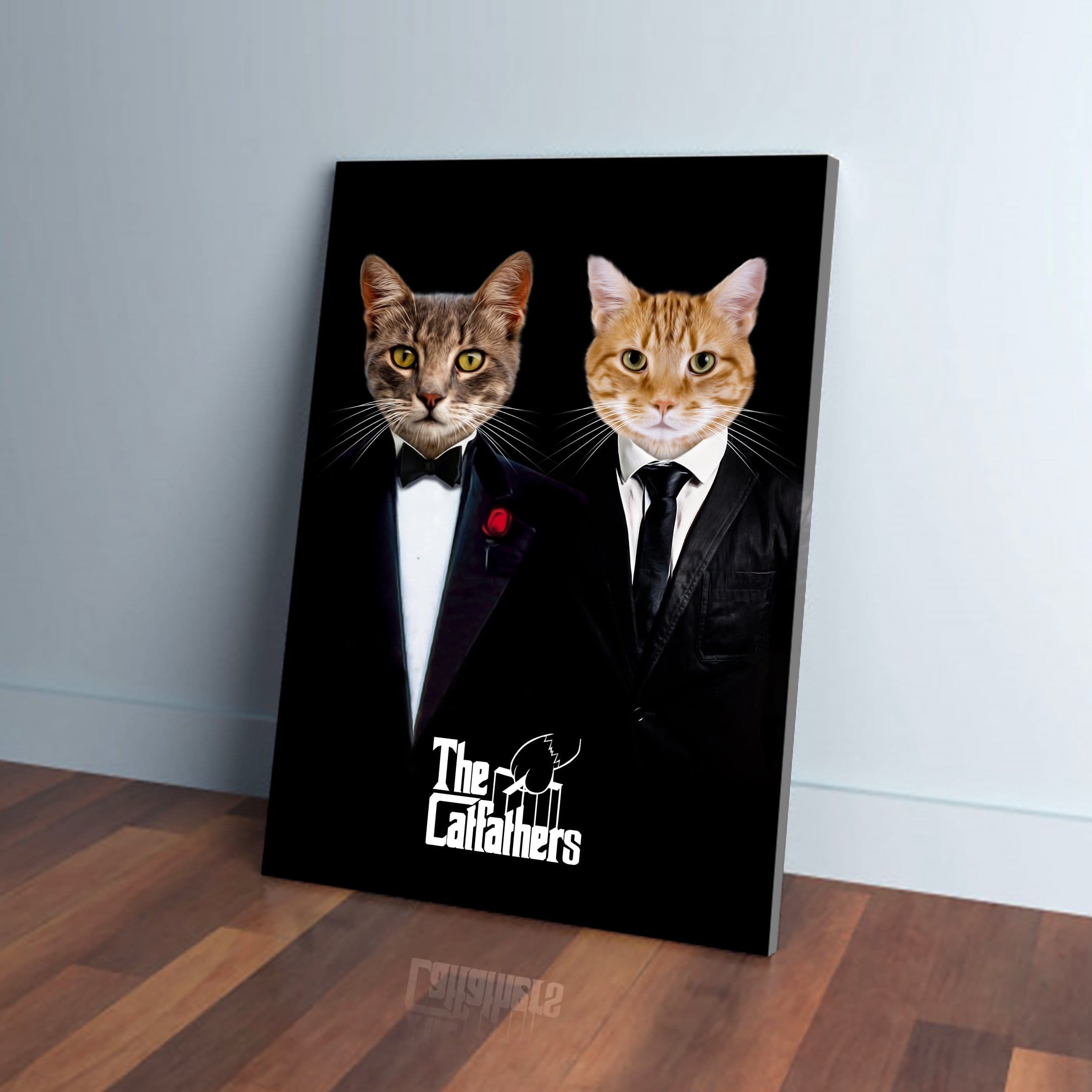 &#39;The Catfathers&#39; Personalized 2 Pet Canvas