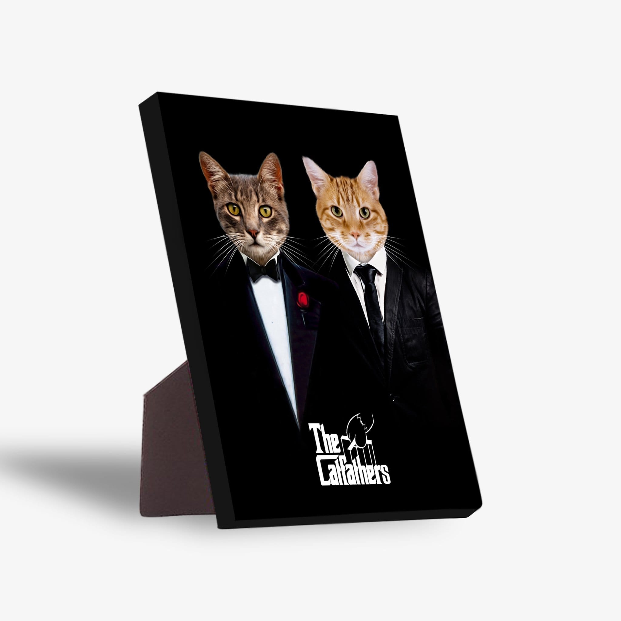 &#39;The Catfathers&#39; Personalized 2 Pet Standing Canvas