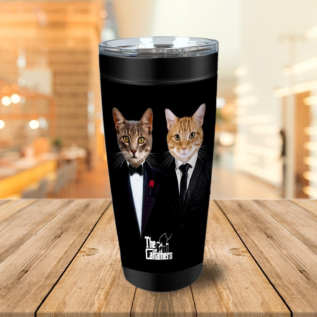 Vaso personalizado para 2 mascotas &#39;The Catfathers&#39;