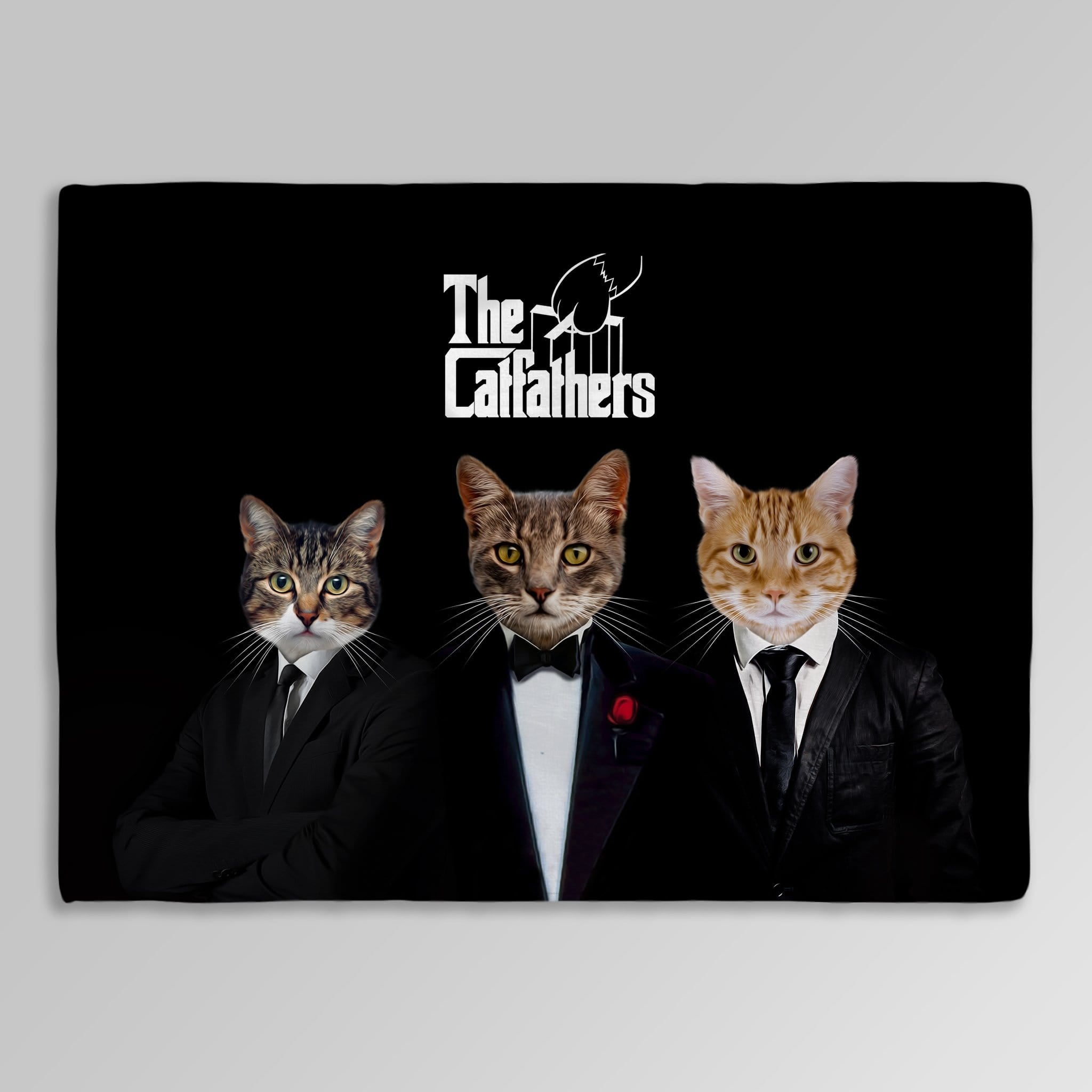 &#39;The Catfathers&#39; Personalized 3 Pet Blanket