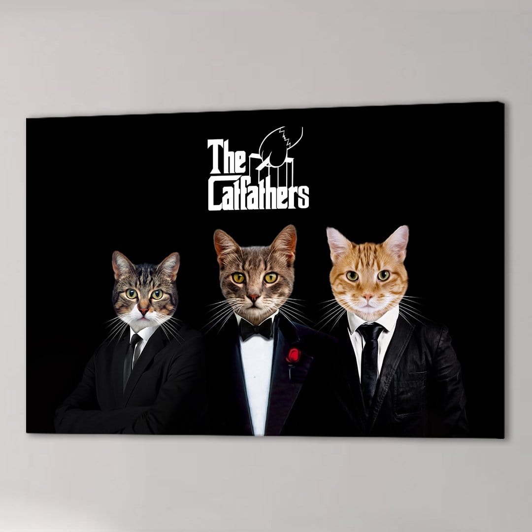 &#39;The Catfathers&#39; Personalized 3 Pet Canvas
