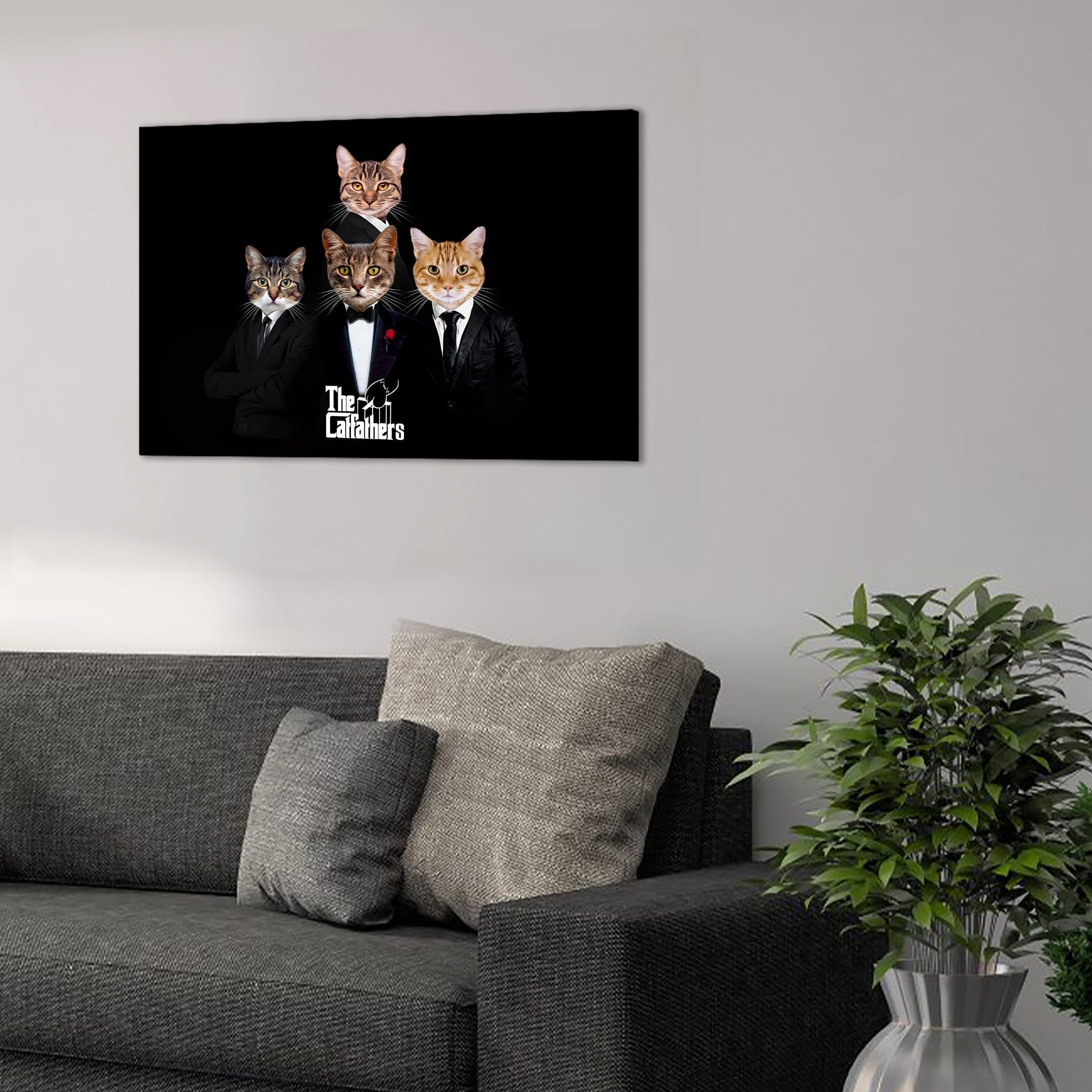 &#39;The Catfathers&#39; Personalized 4 Pet Canvas