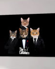 Lienzo personalizado para 4 mascotas 'Los Catfathers'