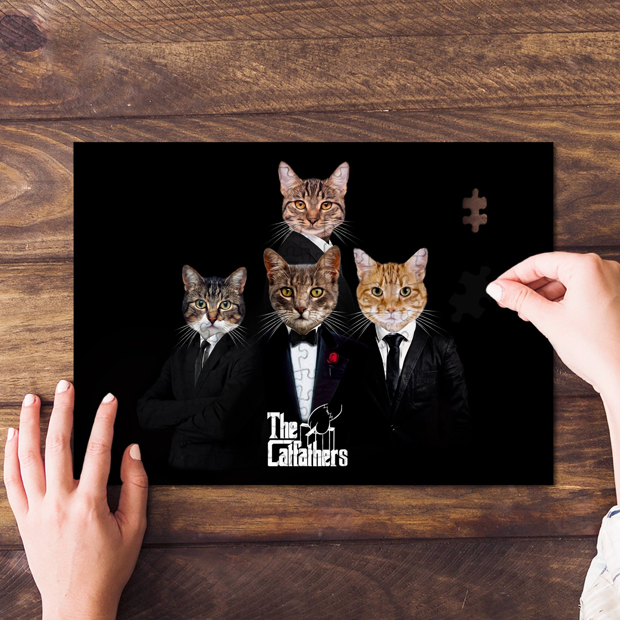 &#39;The Catfathers&#39; Personalized 4 Pet Puzzle
