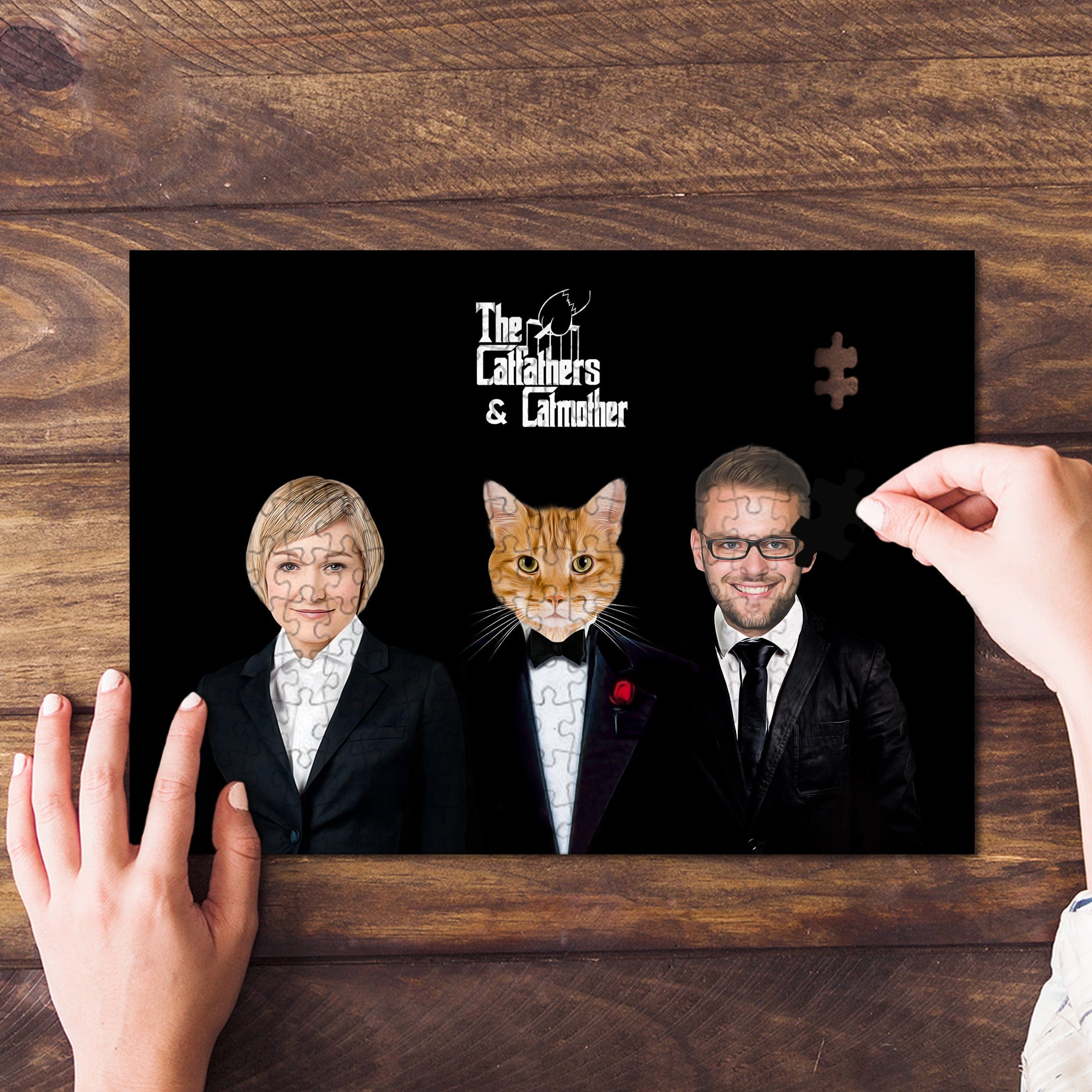 &#39;The Catfathers &amp; Catmother&#39; Personalized Puzzle