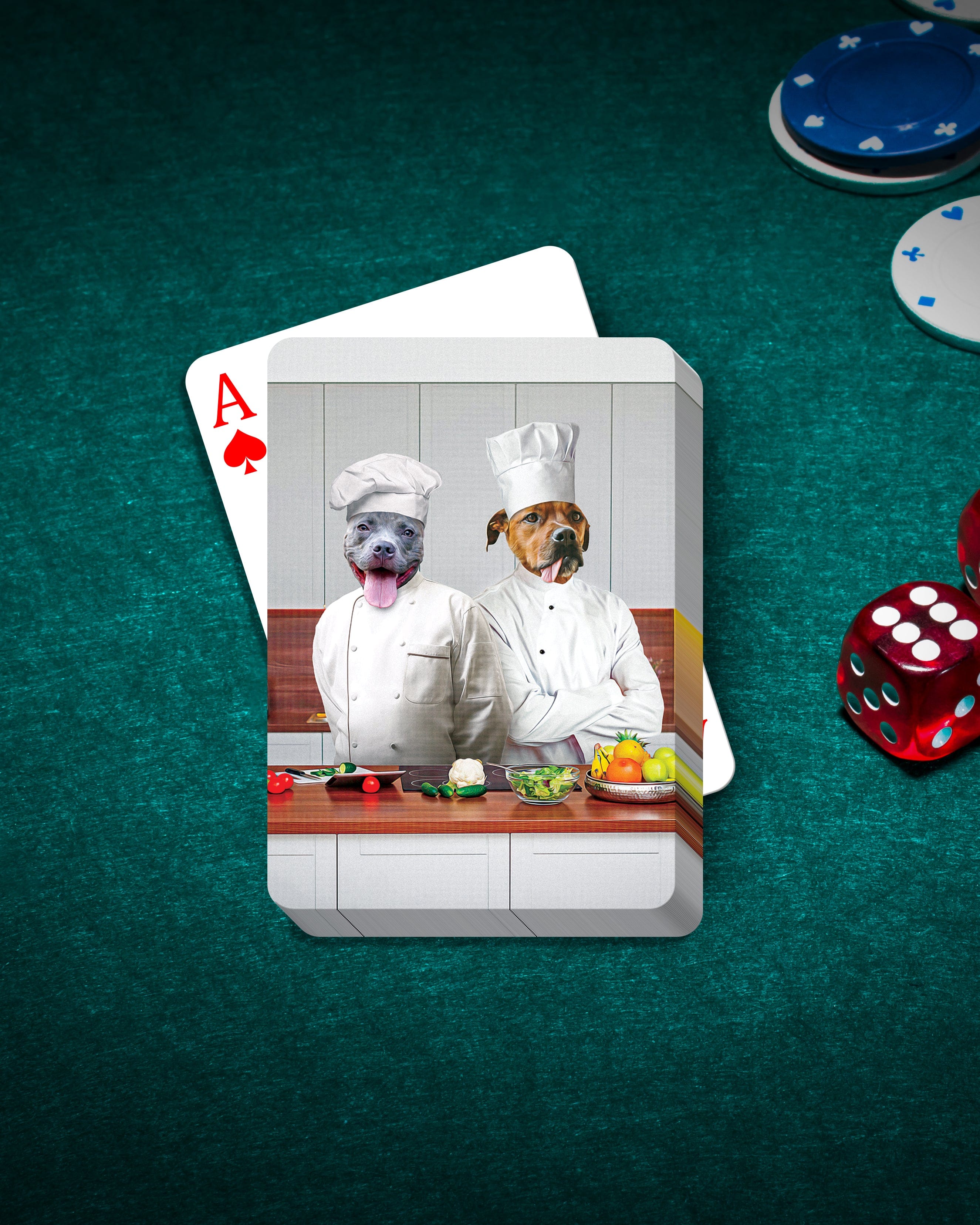 &#39;The Chefs&#39; Personalized 2 Pet Playing Cards