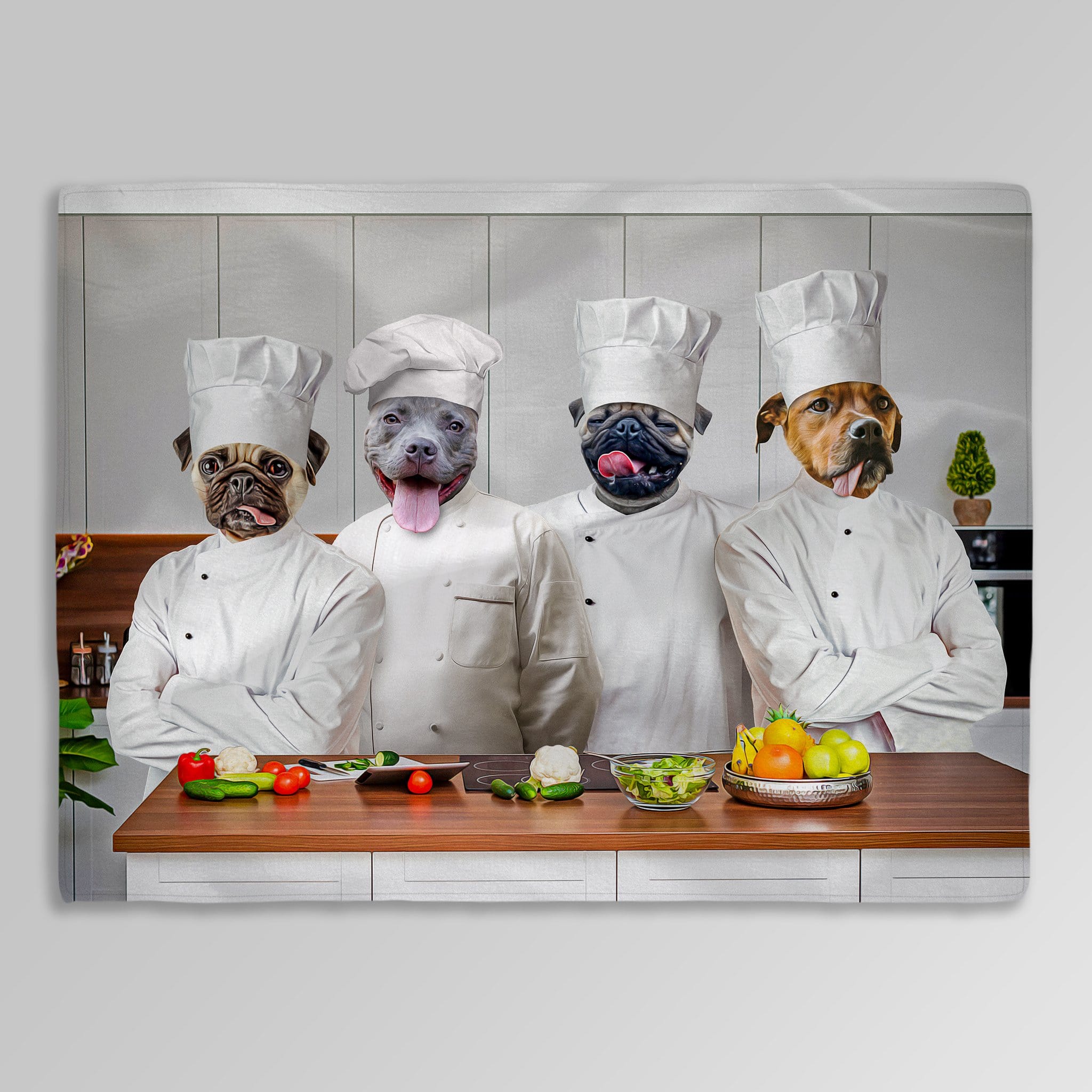 Manta personalizada para 4 mascotas &#39;The Chefs&#39; 