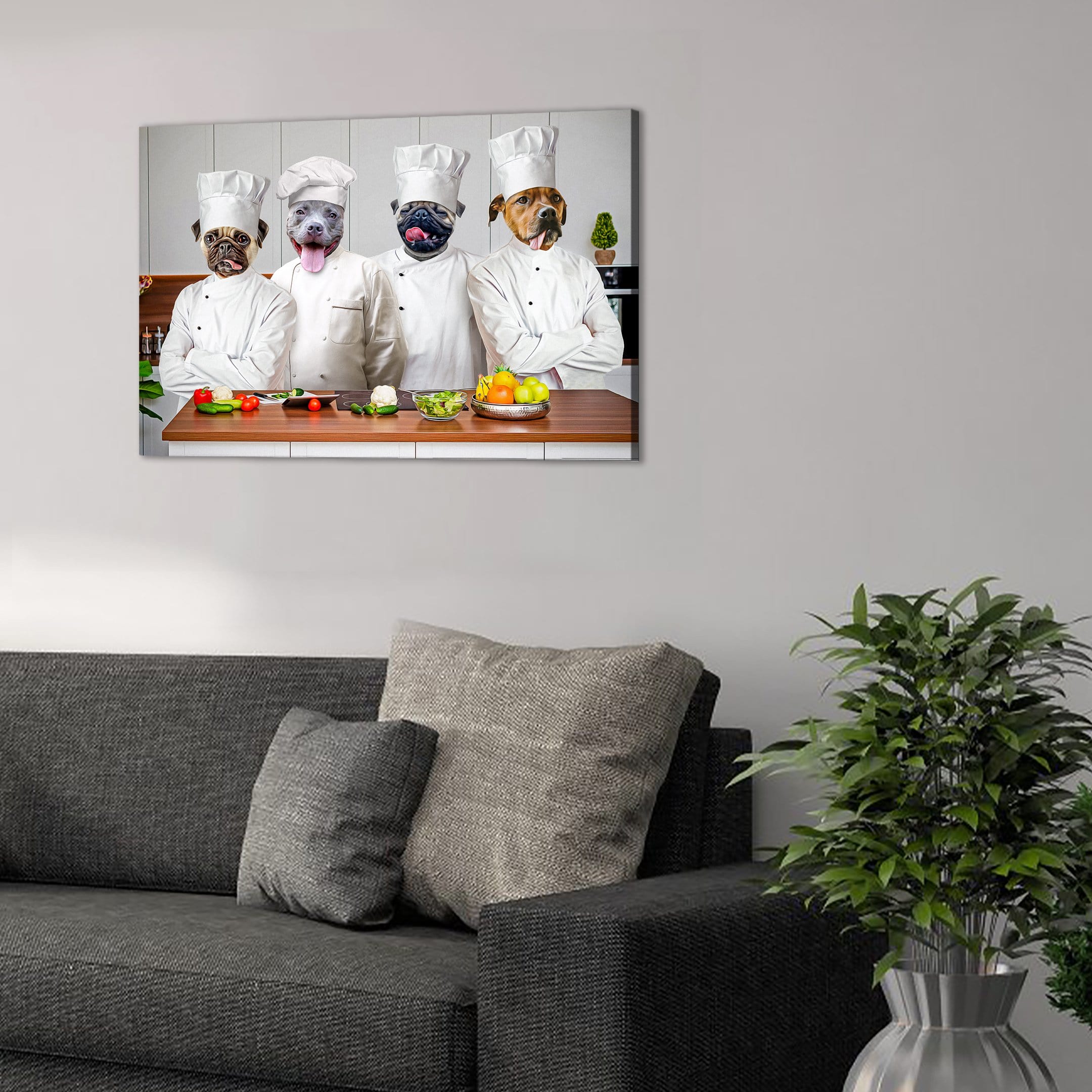 &#39;The Chefs&#39; Personalized 4 Pet Canvas