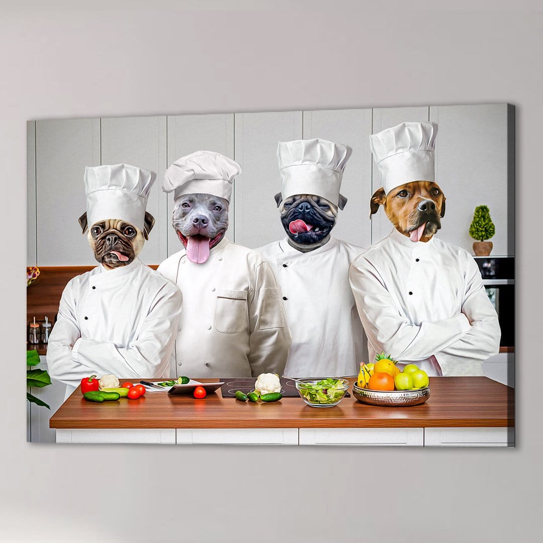 Lienzo personalizado para 4 mascotas &#39;The Chefs&#39;