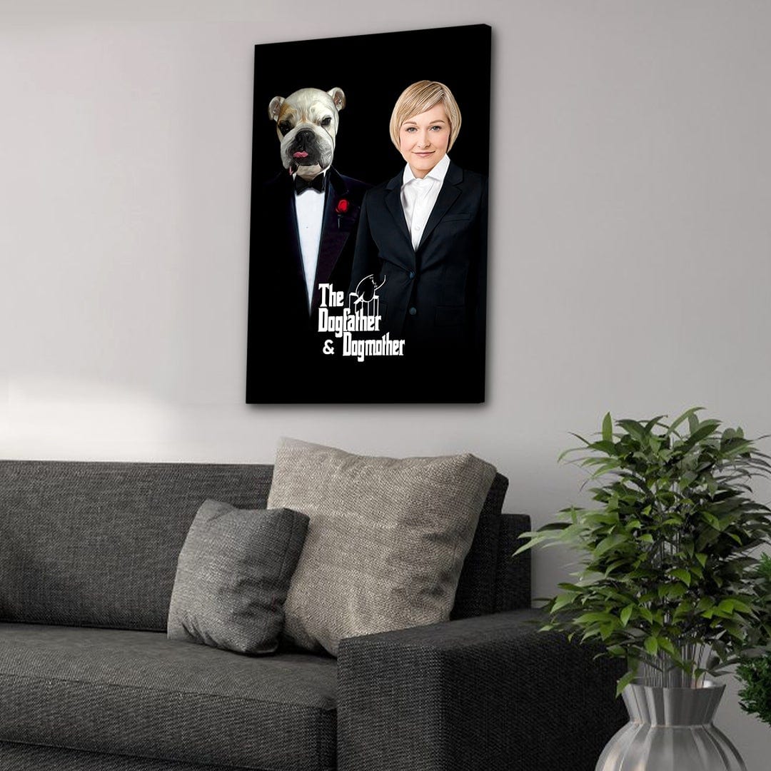 &#39;The Dogfather &amp; Dogmother&#39; Personalized Pet/Human Canvas