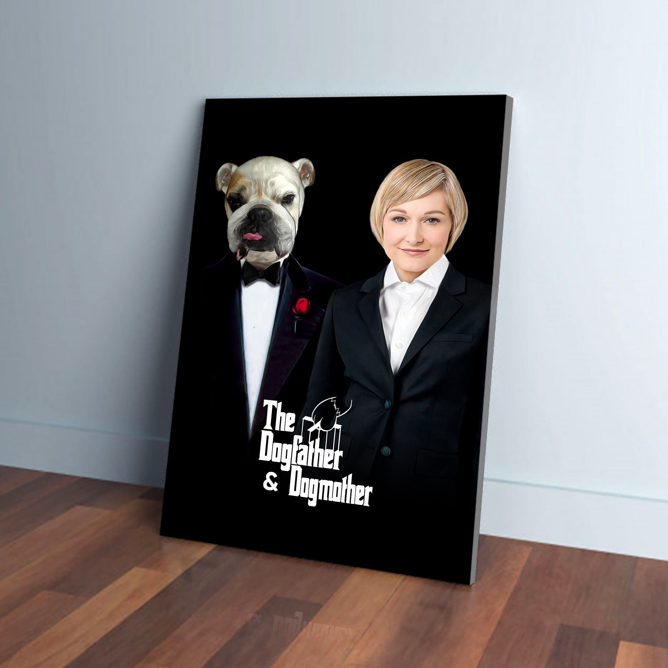 &#39;The Dogfather &amp; Dogmother&#39; Personalized Pet/Human Canvas