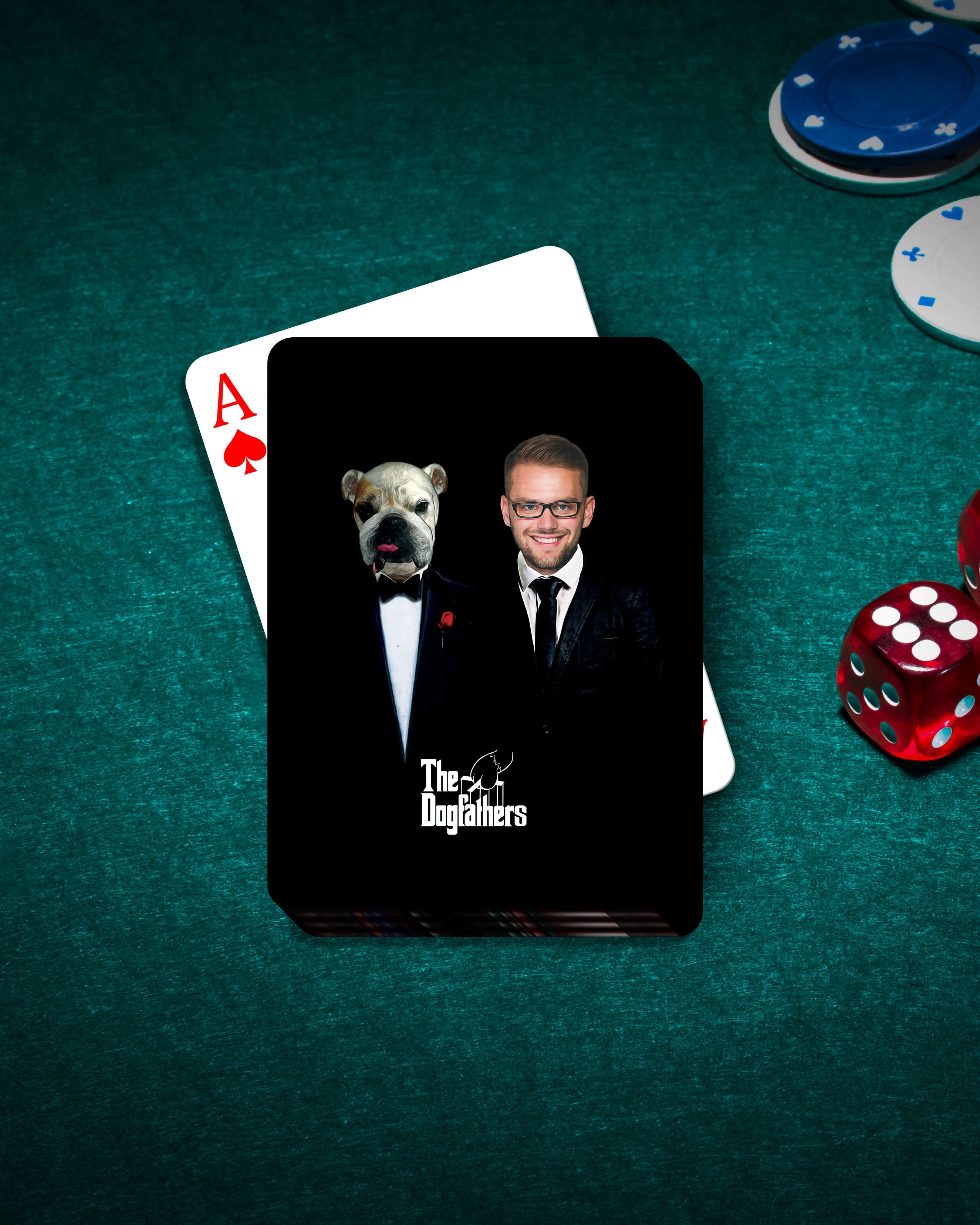 &#39;The Dogfathers&#39; Personalized Pet/Human Playing Cards