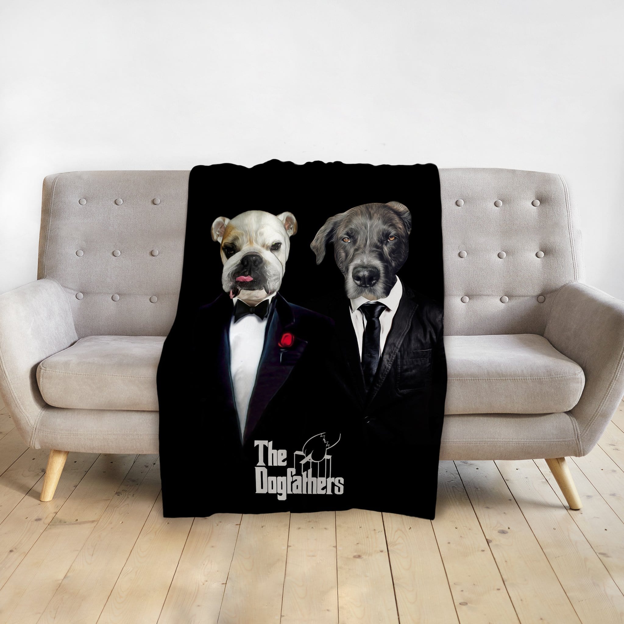 &#39;The Dogfathers&#39; Personalized 2 Pet Blanket