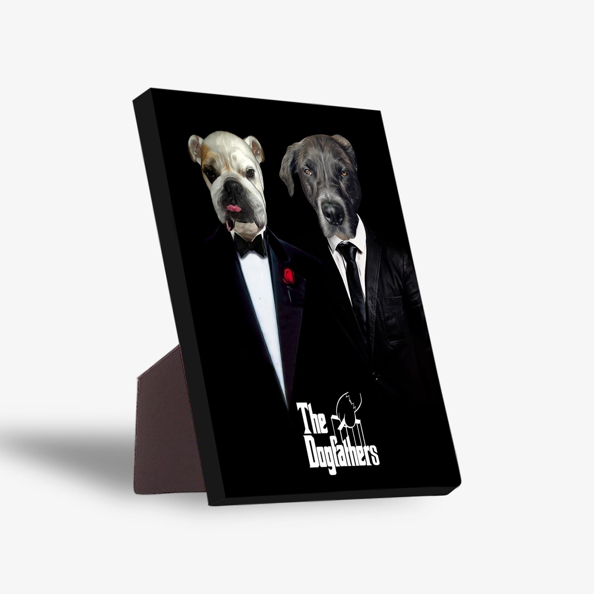 &#39;The Dogfathers&#39; Personalized 2 Pet Standing Canvas