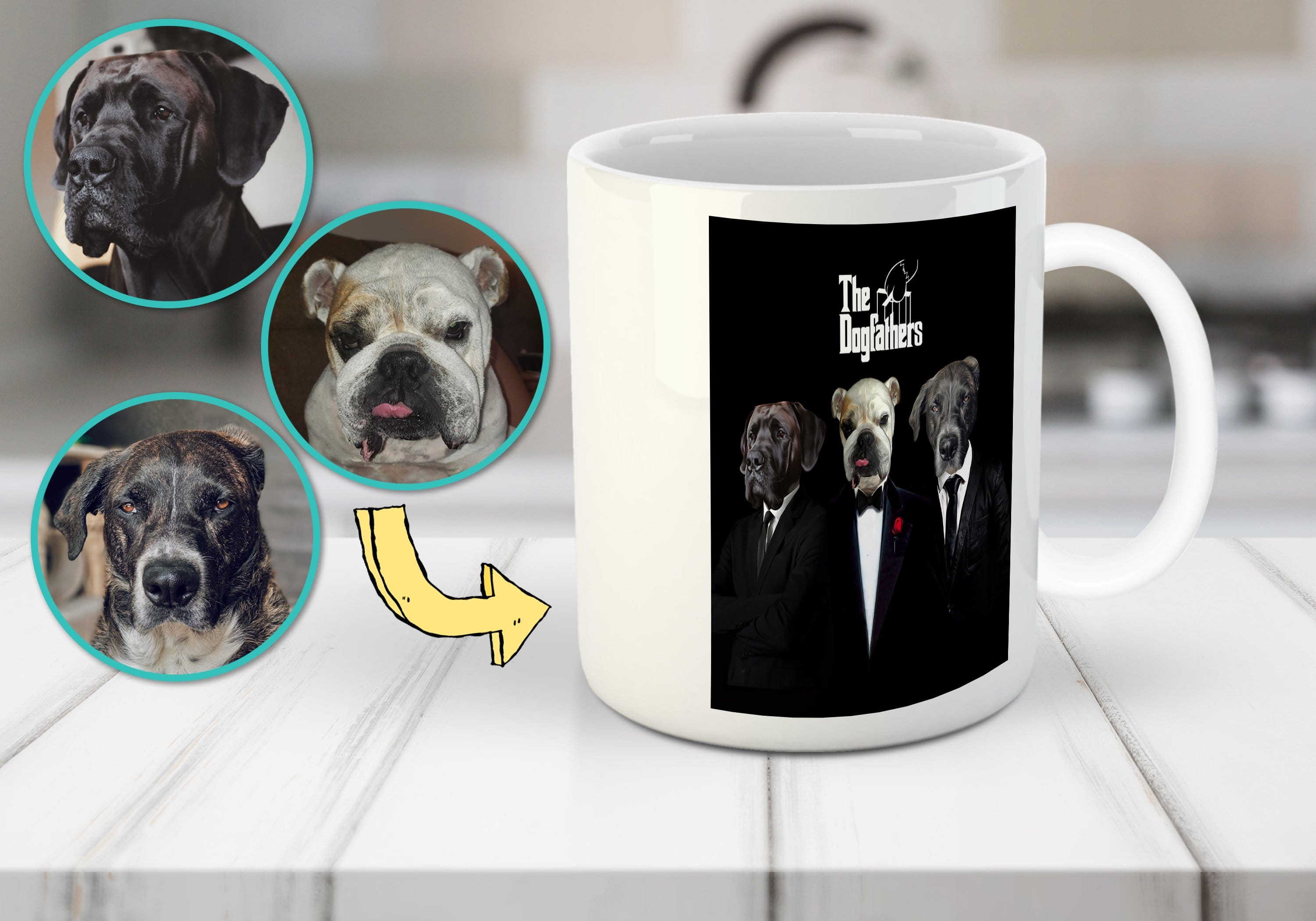 &#39;The Dogfathers&#39; Personalized 3 Pet Mug