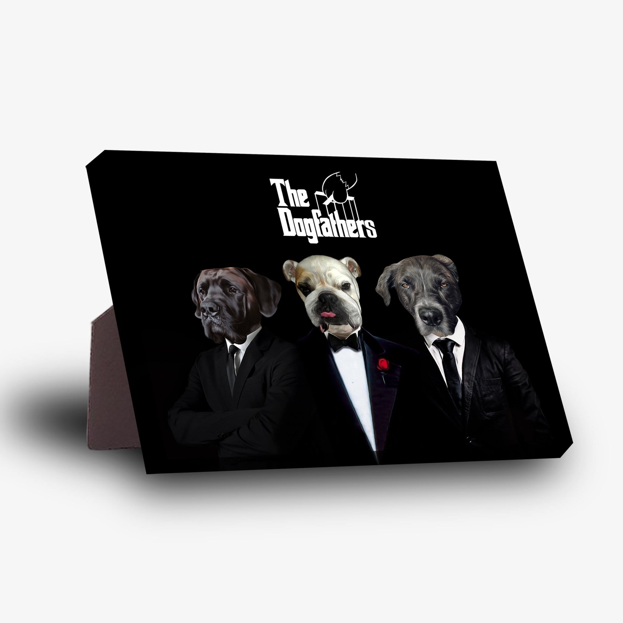 &#39;The Dogfathers&#39; Personalized 3 Pet Standing Canvas