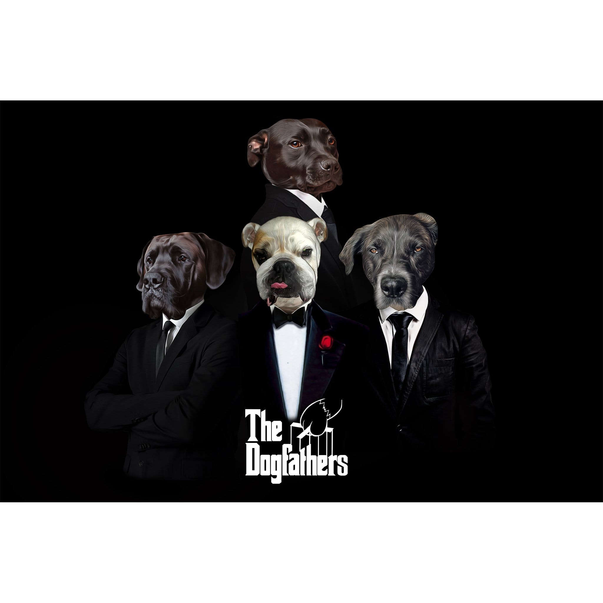 Retrato digital personalizado de 4 mascotas &#39;The Dogfathers&#39;