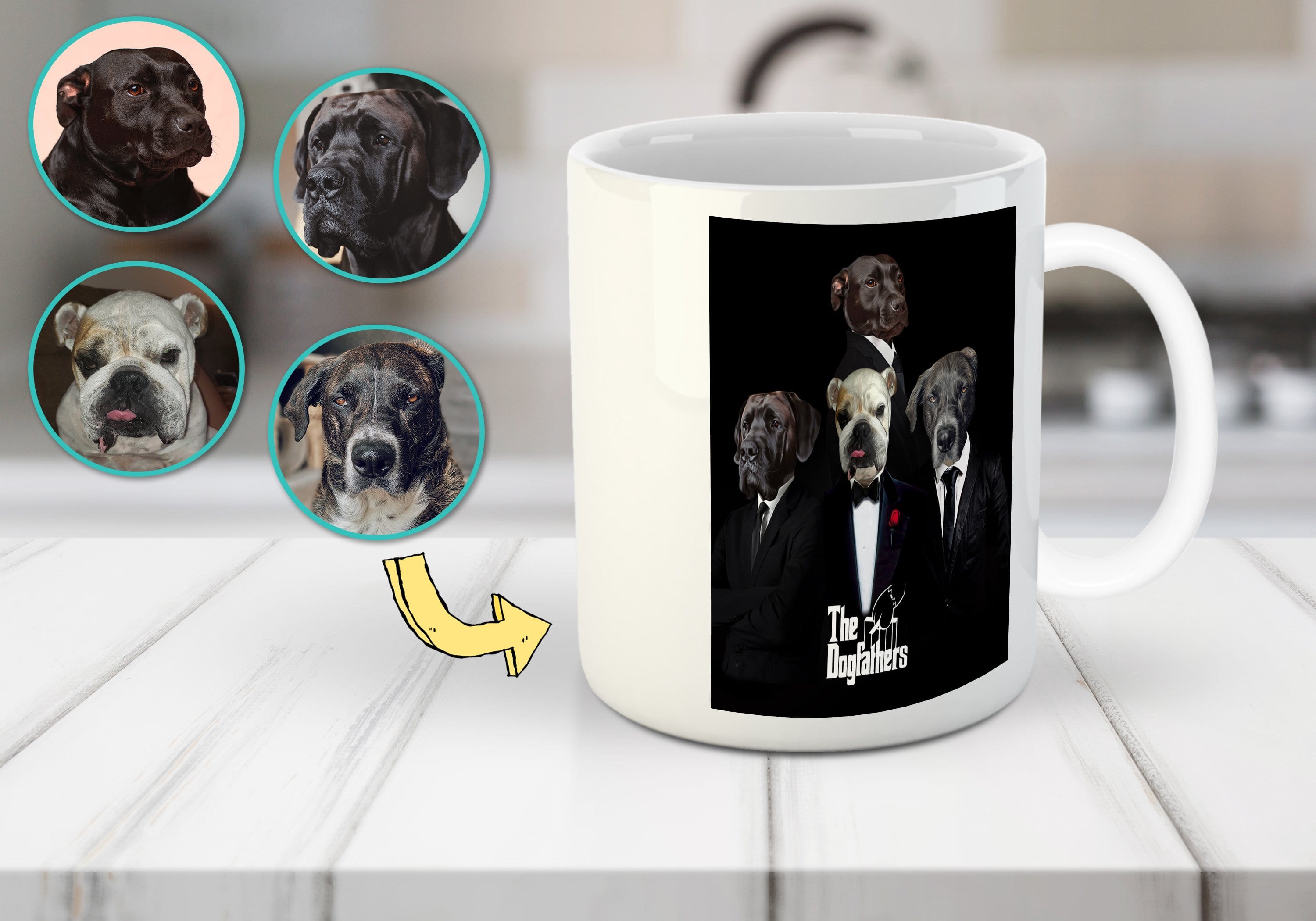 &#39;The Dogfathers&#39; Personalized 4 Pet Mug