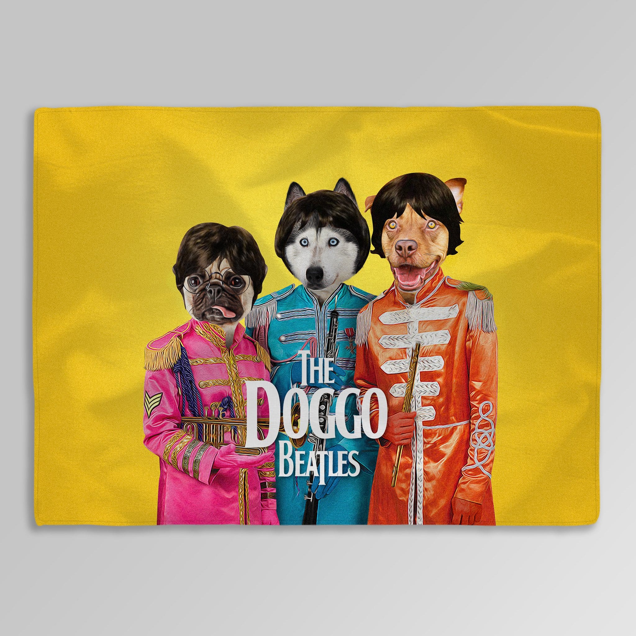 Manta personalizada para 3 mascotas &#39;The Doggo Beatles&#39;