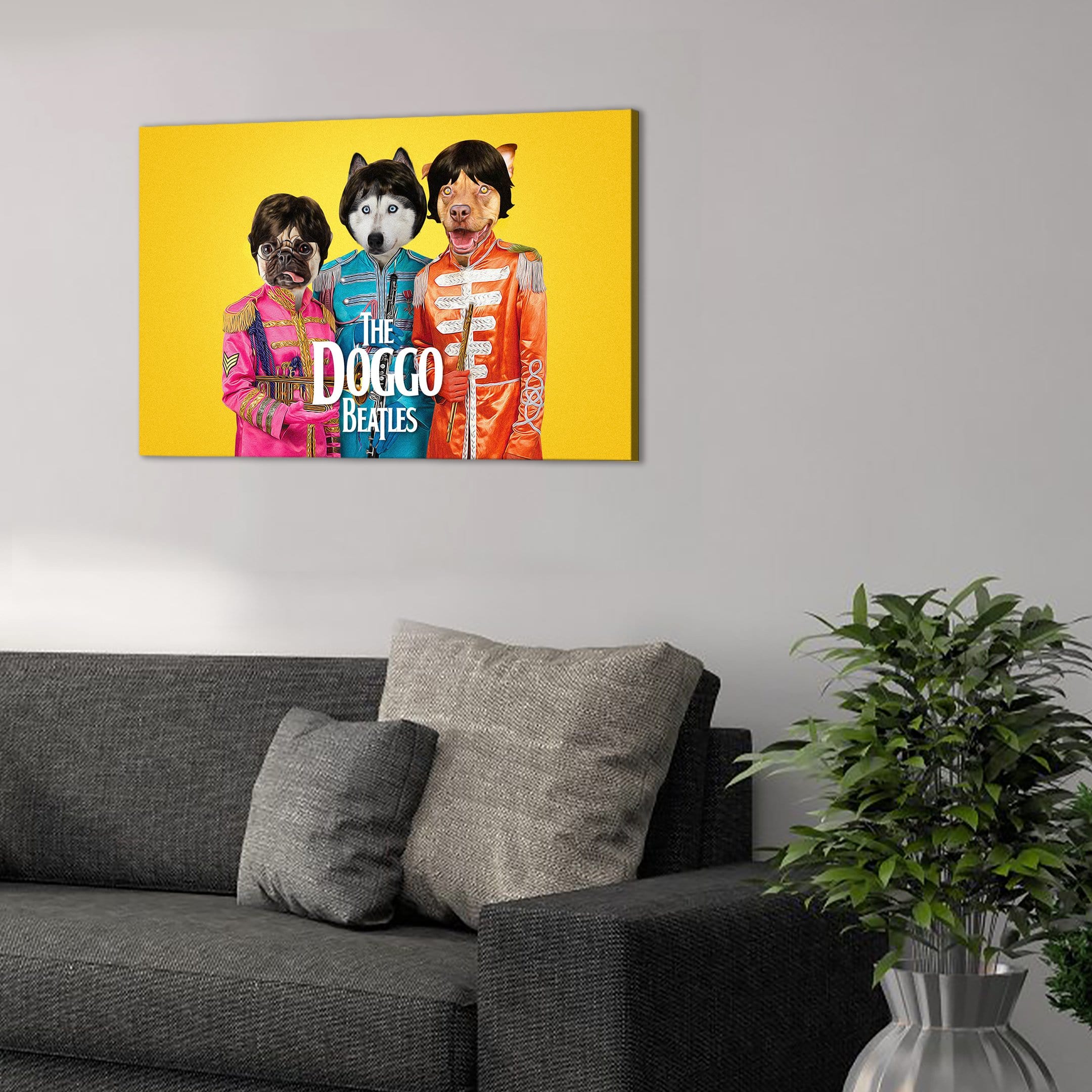 &#39;The Doggo Beatles&#39; Personalized 3 Pet Canvas