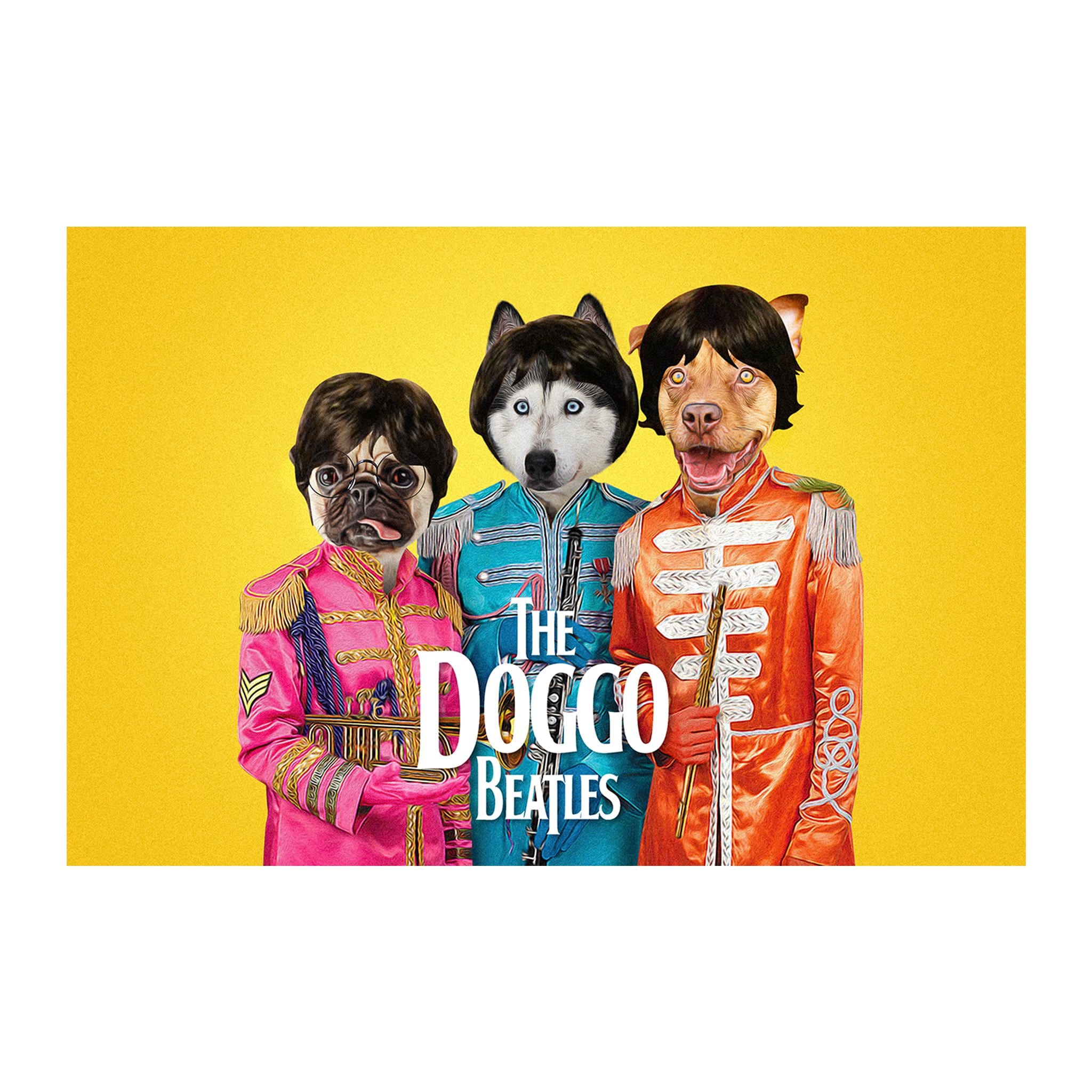 Retrato digital de las tres mascotas de &#39;The Doggo Beatles&#39;