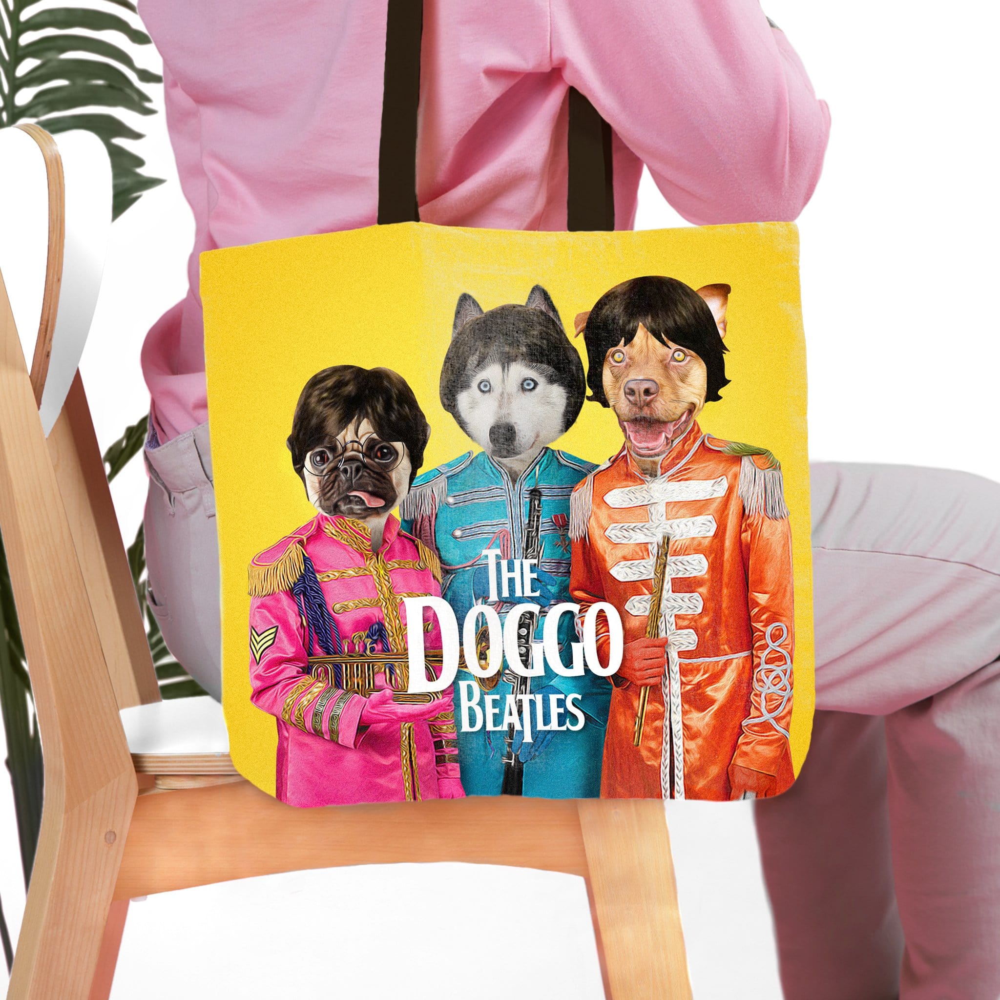 Bolsa de asas personalizada para 3 mascotas &#39;The Doggo Beatles&#39;