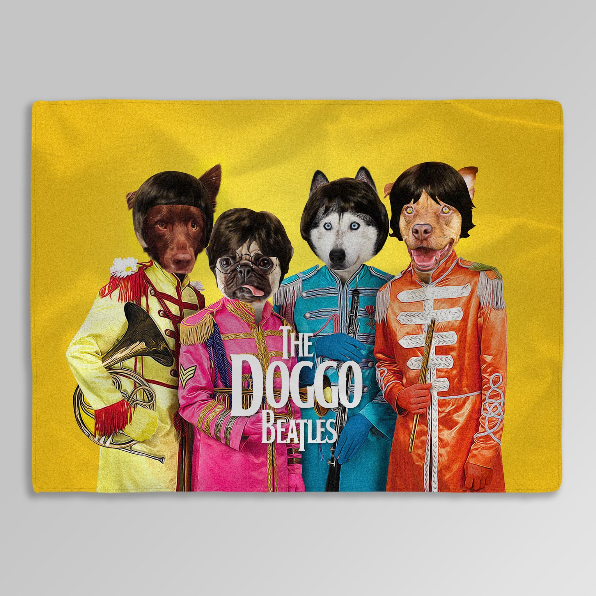 Manta personalizada para 4 mascotas &#39;The Doggo Beatles&#39;