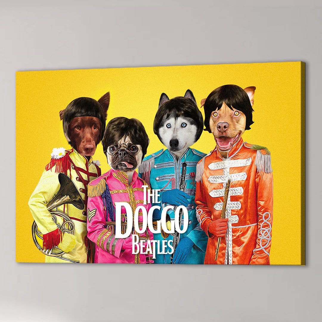 &#39;The Doggo Beatles&#39; Personalized 4 Pet Canvas