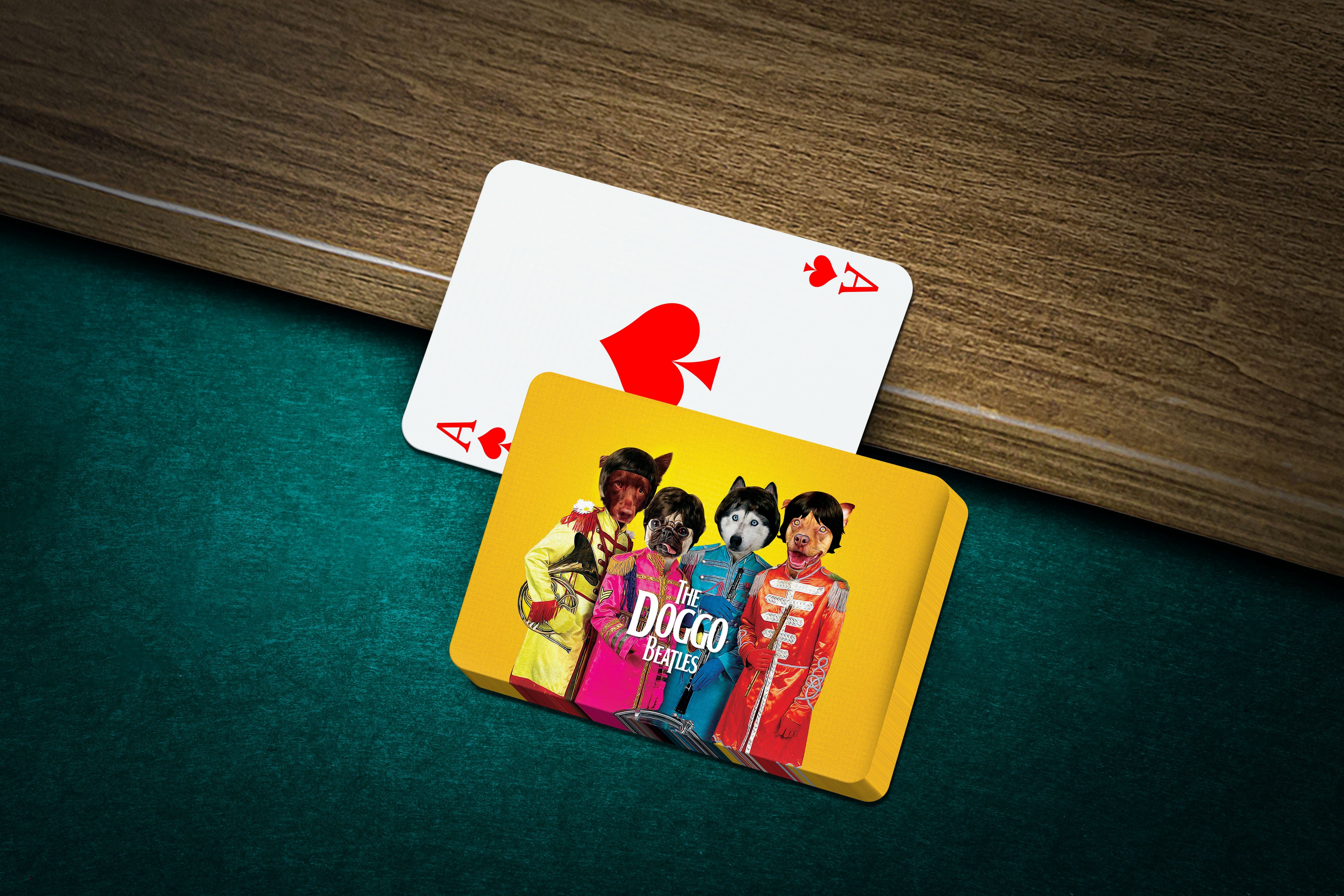 &#39;The Doggo Beatles&#39; Personalized 4 Pet Playing Cards