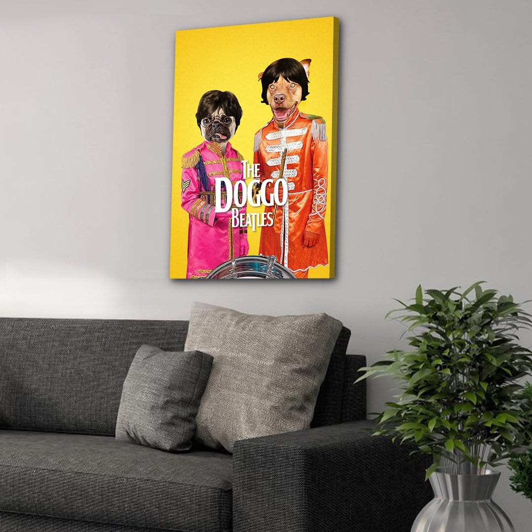 &#39;The Doggo Beatles&#39; Personalized 2 Pet Canvas