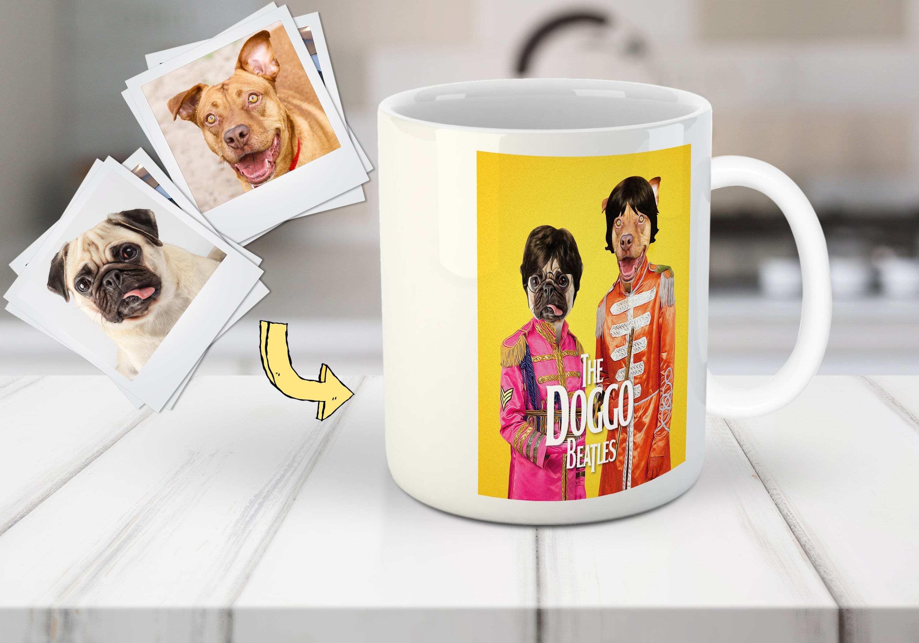 Taza personalizada con 2 mascotas &#39;The Doggo Beatles&#39;