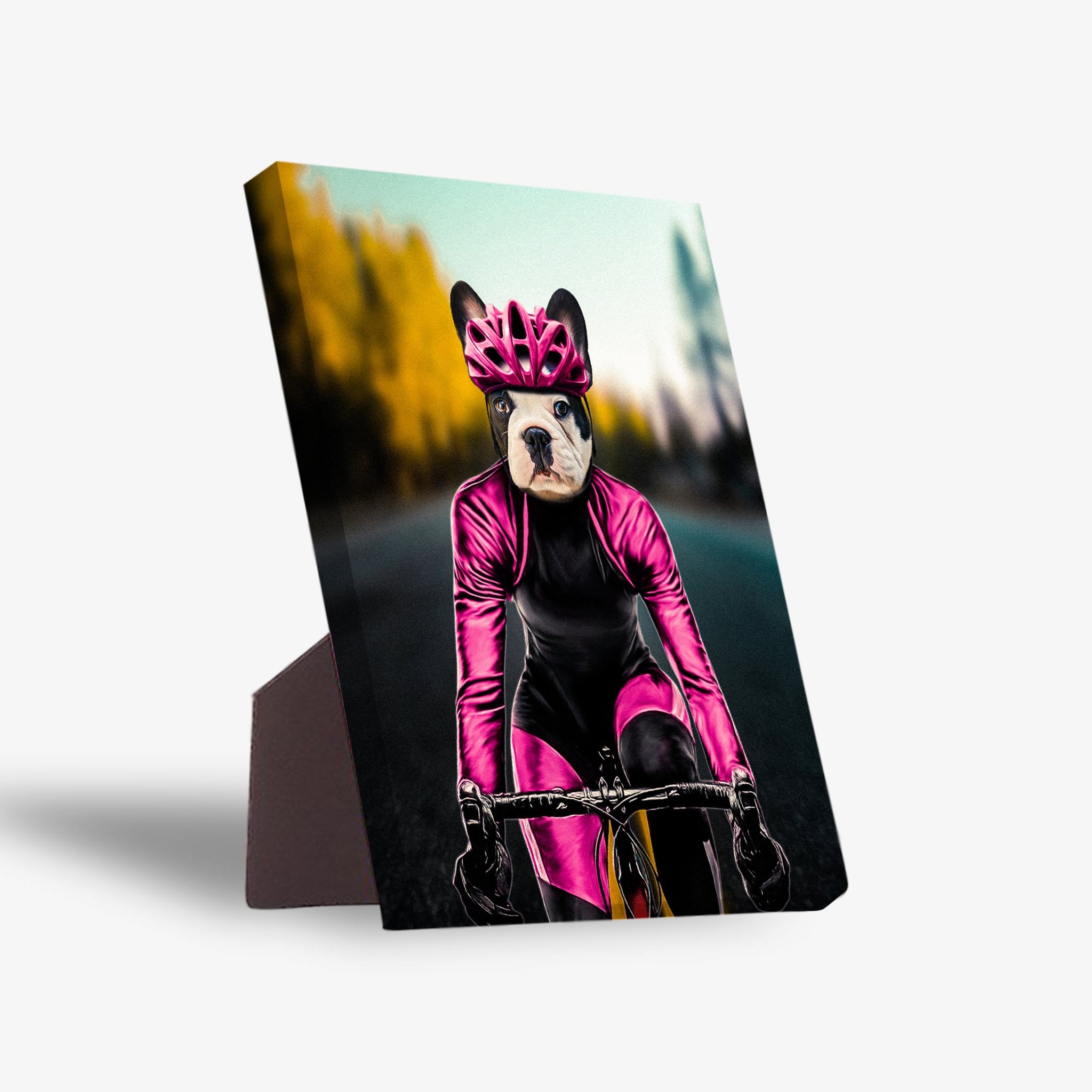 &#39;The Female Cyclist&#39; Personalized Pet Standing Canvas