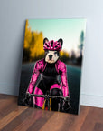 Lienzo personalizado para mascotas 'La ciclista femenina'
